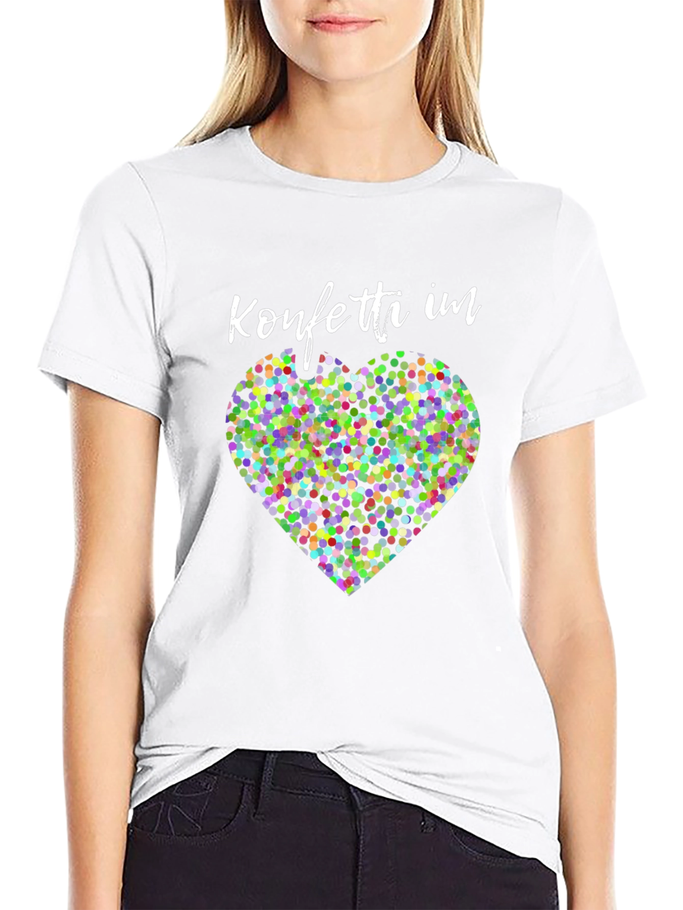 Black Confetti Heart Graphic Tee - Stylish Black Shirt view 9