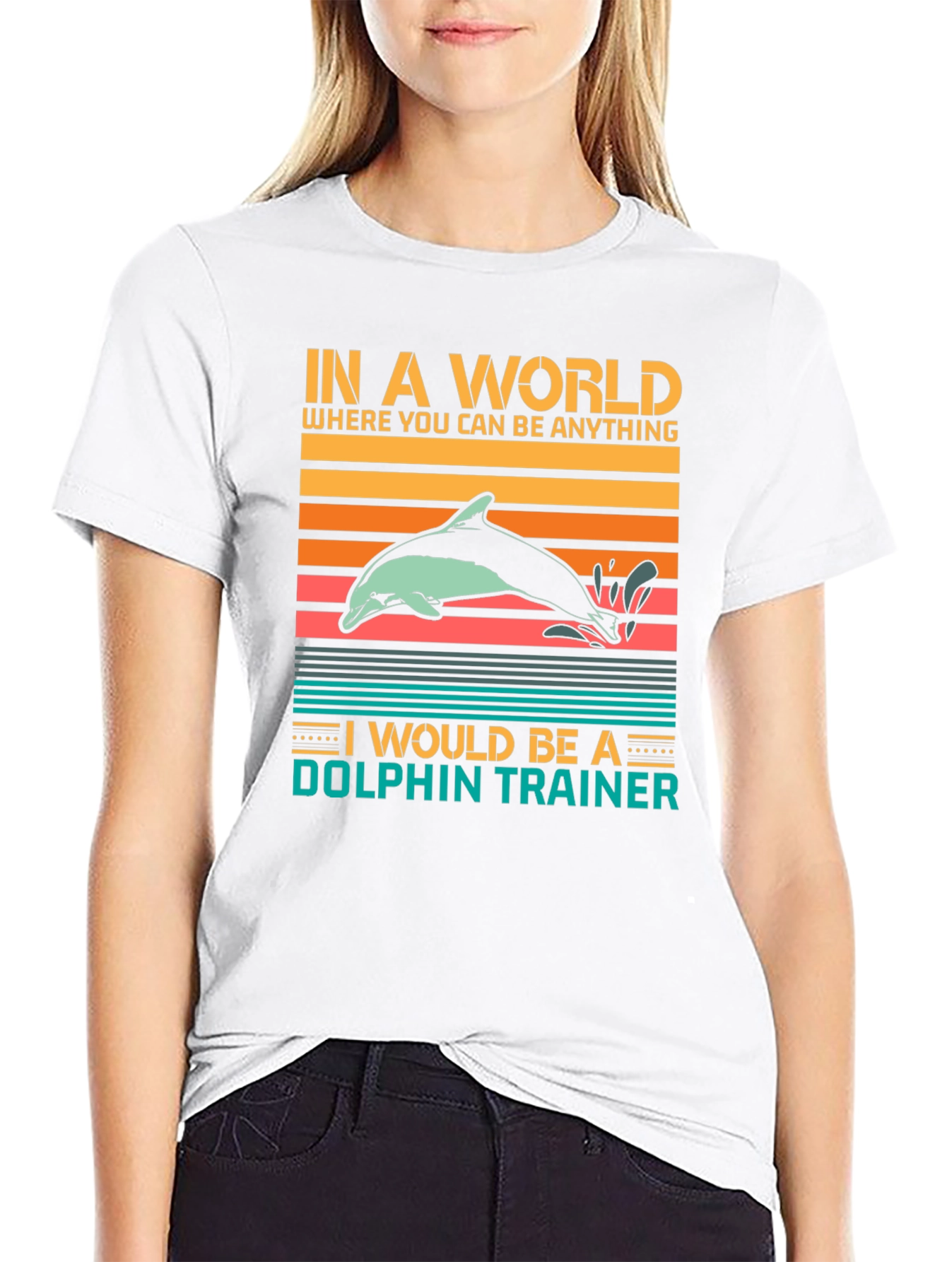 Black Dolphin Trainer Graphic Tee - Unisex Black T-Shirt view 9