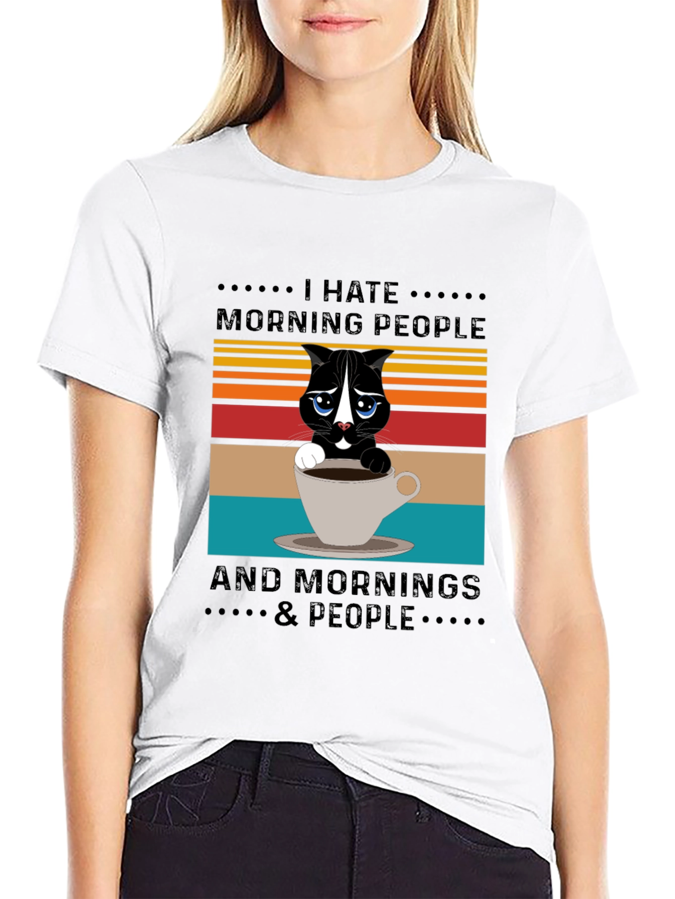 Black I Hate Morning People T-Shirt view 9