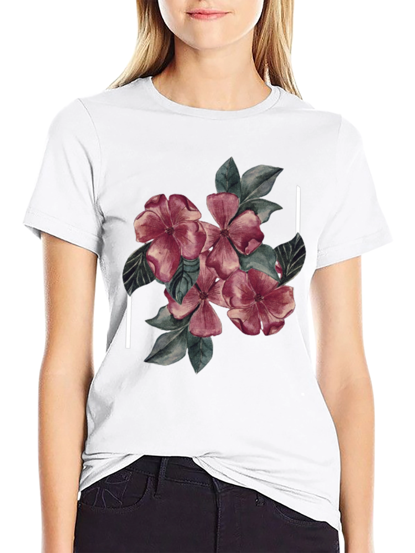 Black Floral Graphic Black Tee - Stylish & Unique Design view 9