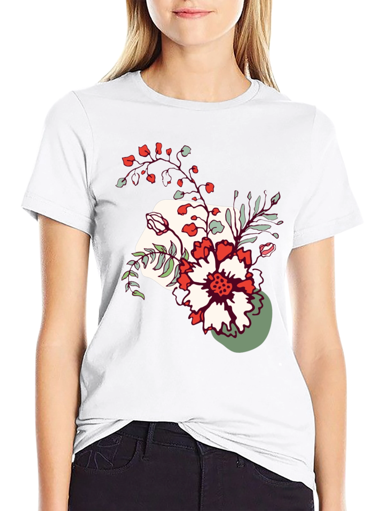 Black Floral Graphic Tee - Men's Casual Black T-Shirt view 9