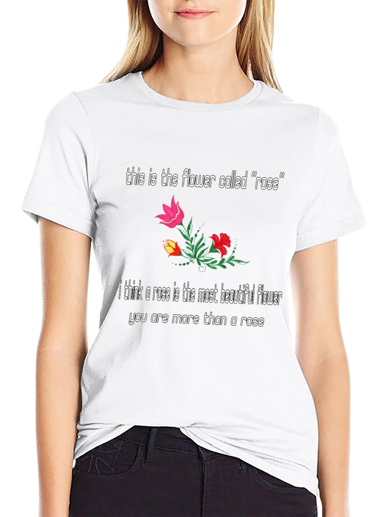 Black Floral Rose T-Shirt: Beautiful Flower Graphic Tee view 9