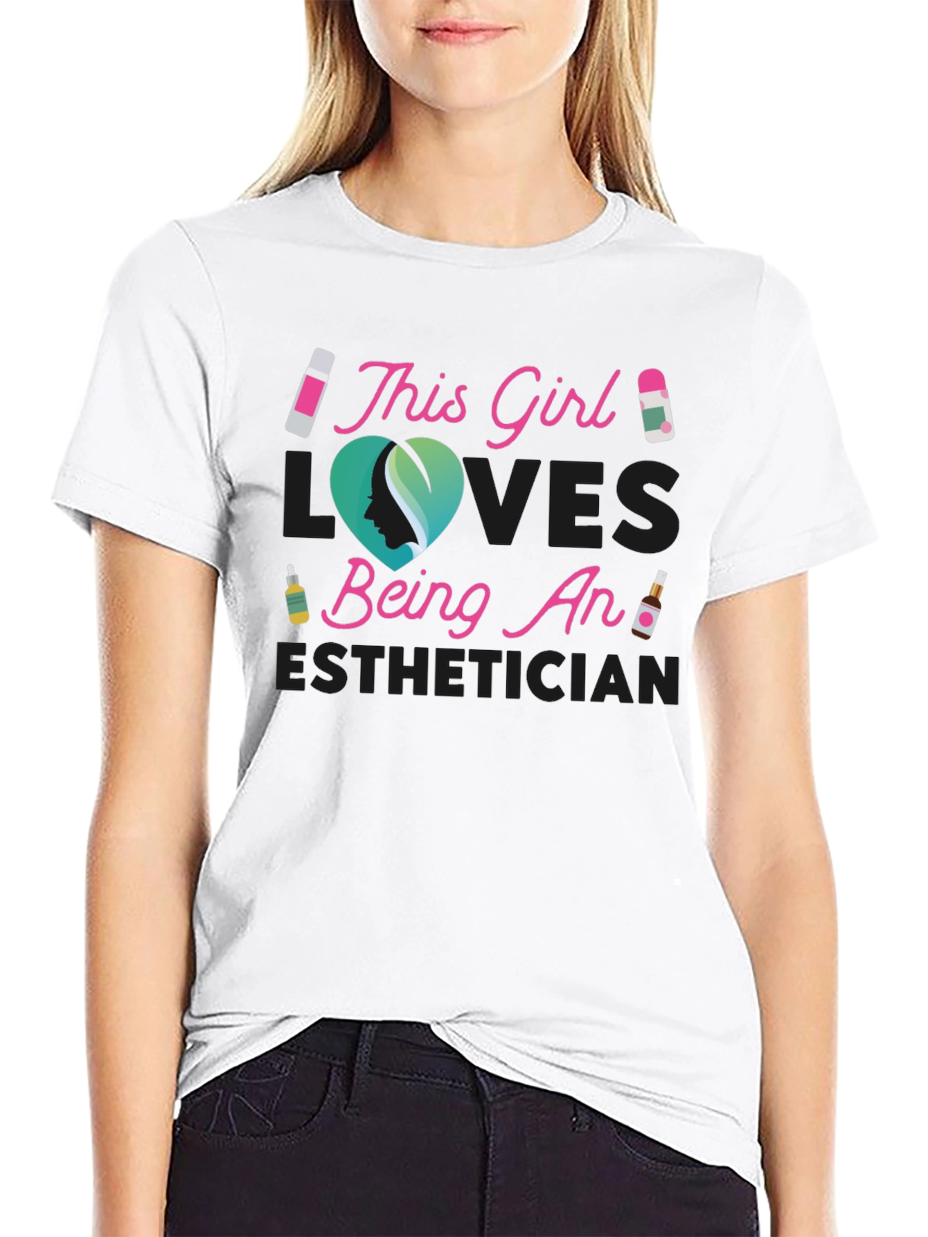 Black Esthetician T-Shirt - This Girl Loves Being An Esthetician view 9
