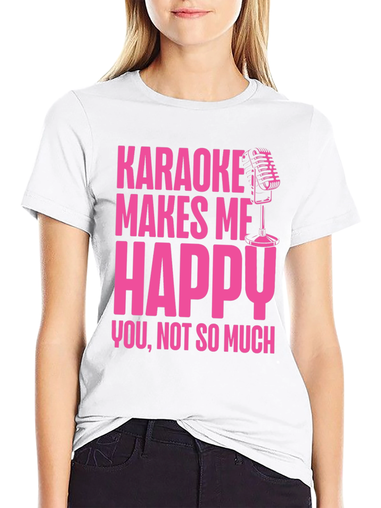 Black Karaoke Makes Me Happy T-Shirt view 9