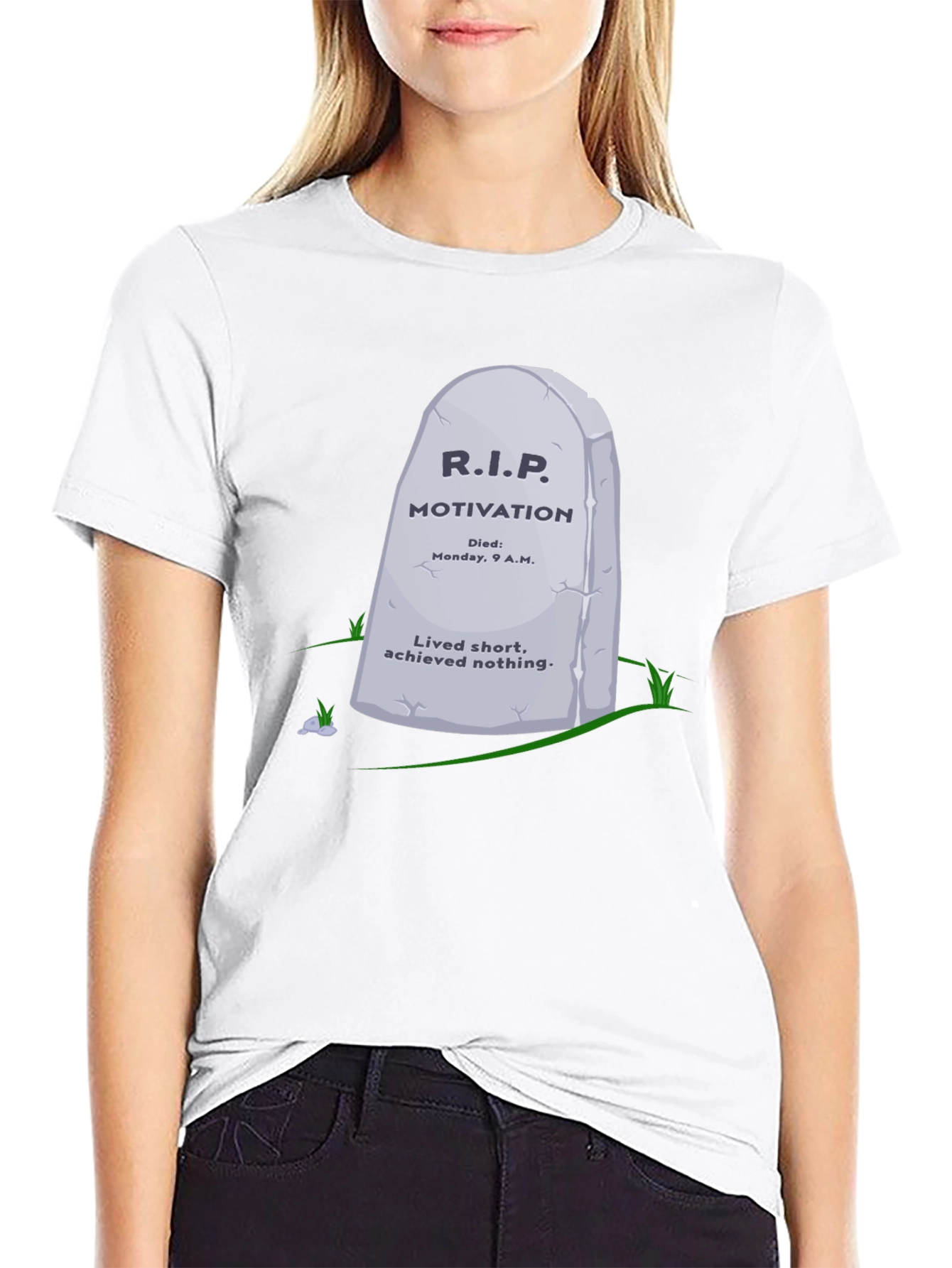Black R.I.P. Motivation Graphic T-Shirt - Funny Sarcastic Tee view 9