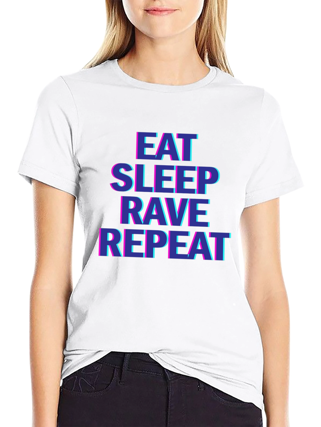 Black Eat Sleep Rave Repeat Black T-Shirt view 9