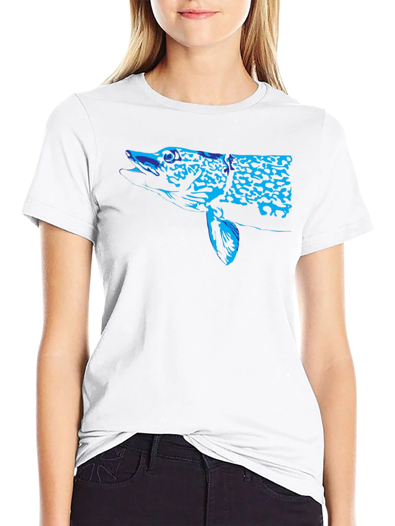 Black Blue Pike Graphic Black T-Shirt view 9