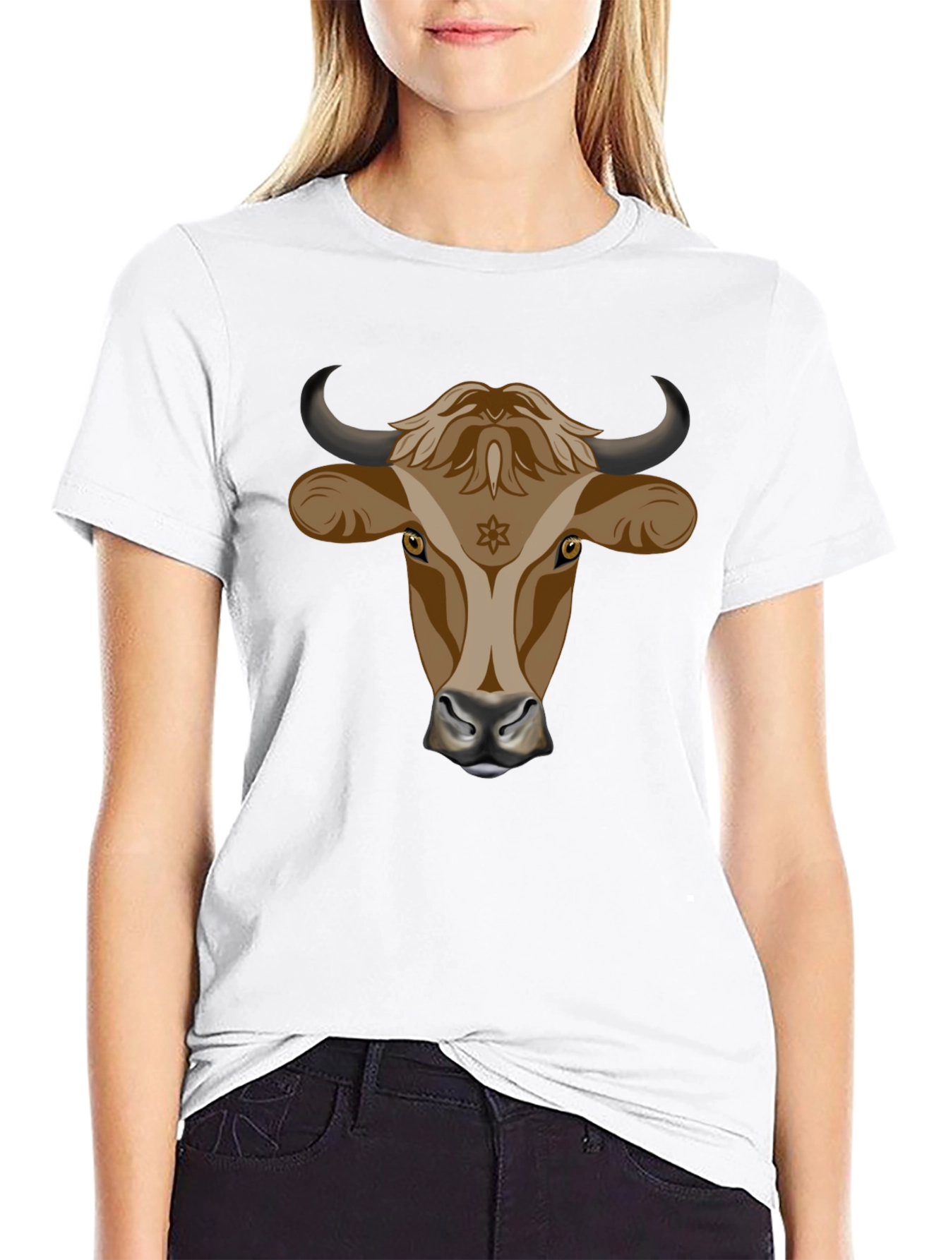 Black Bull Head Graphic Tee - Stylish Black Cotton T-Shirt view 9
