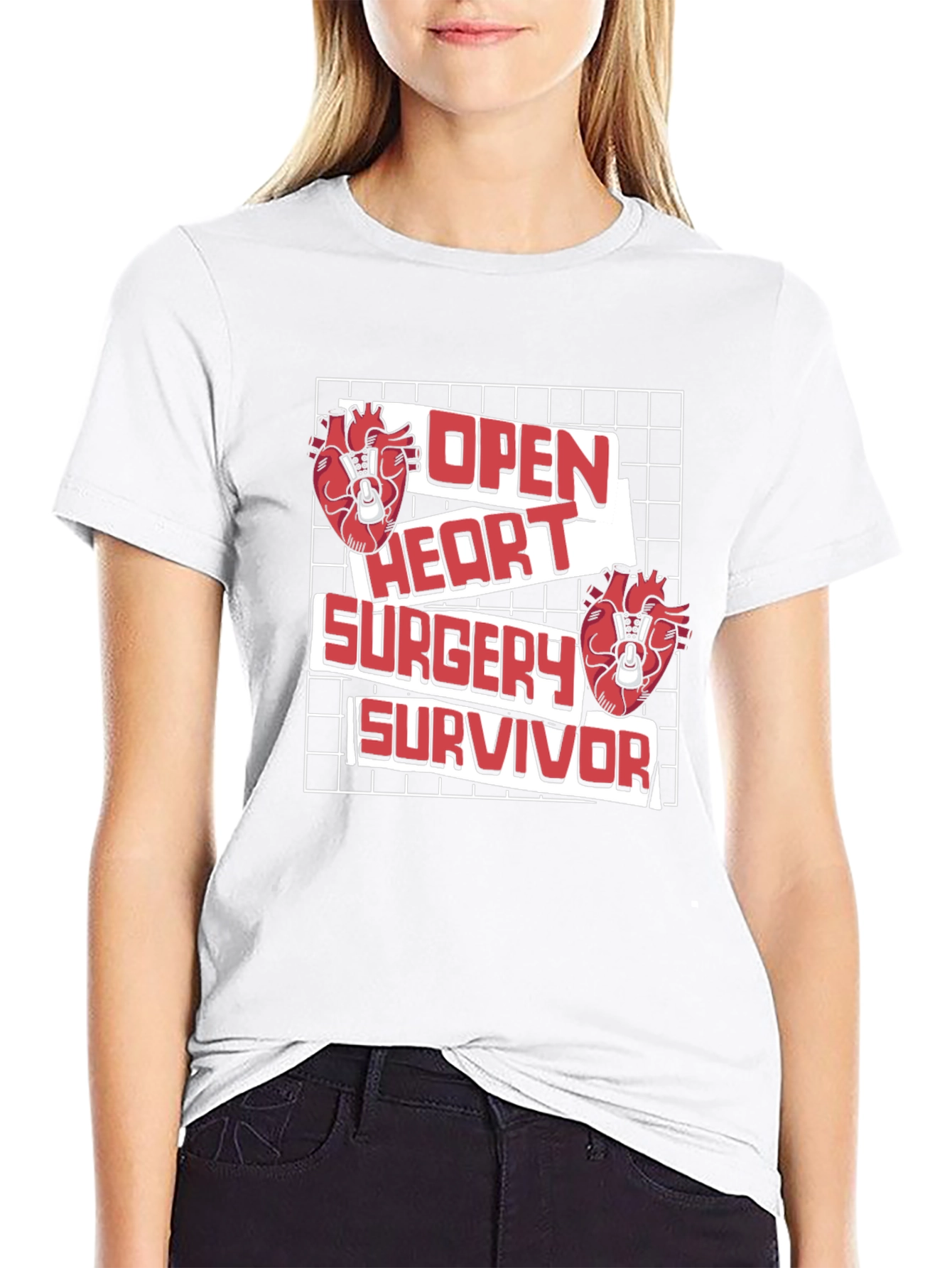 Black Open Heart Surgery Survivor Graphic Tee view 9