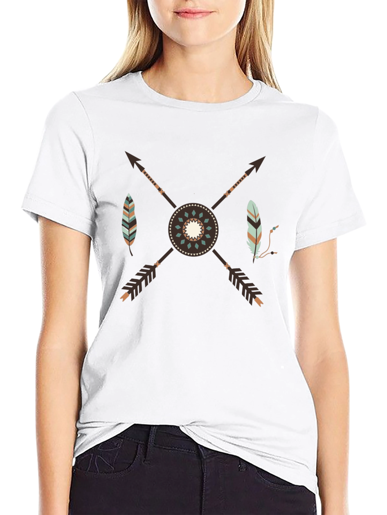 Black Tribal Arrows Graphic T-Shirt - Black view 9