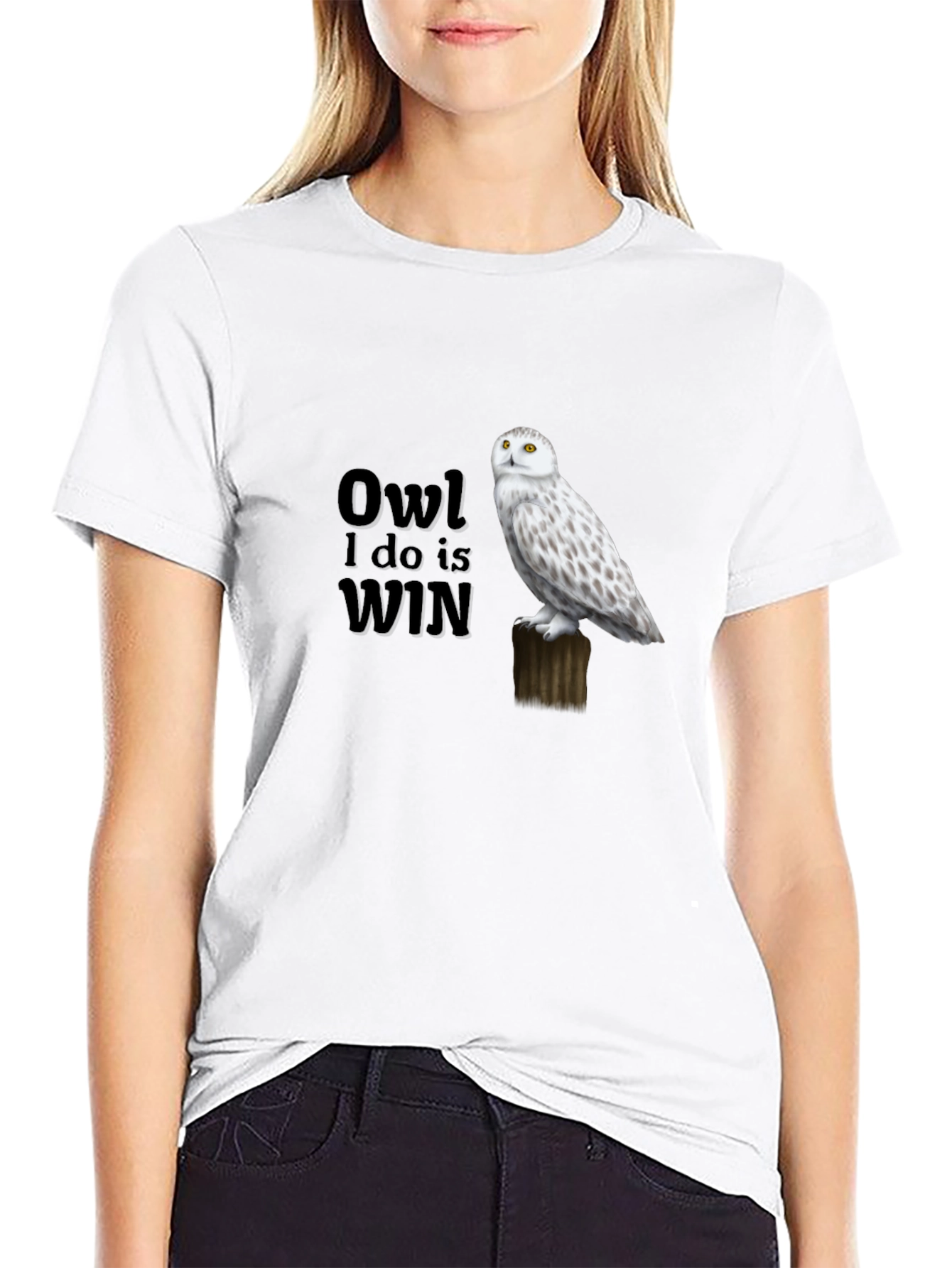 Black Owl I Do is Win Graphic T-Shirt view 9