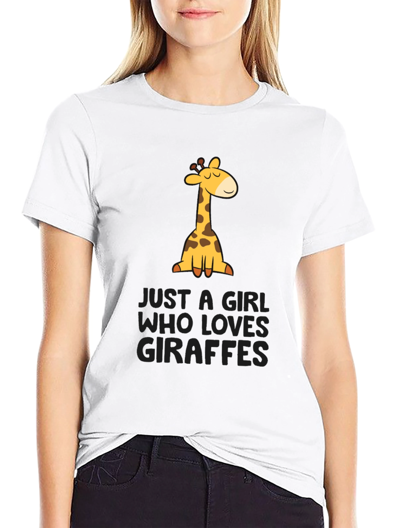 Black Giraffe Lover T-Shirt - Just A Girl Who Loves Giraffes Tee view 9