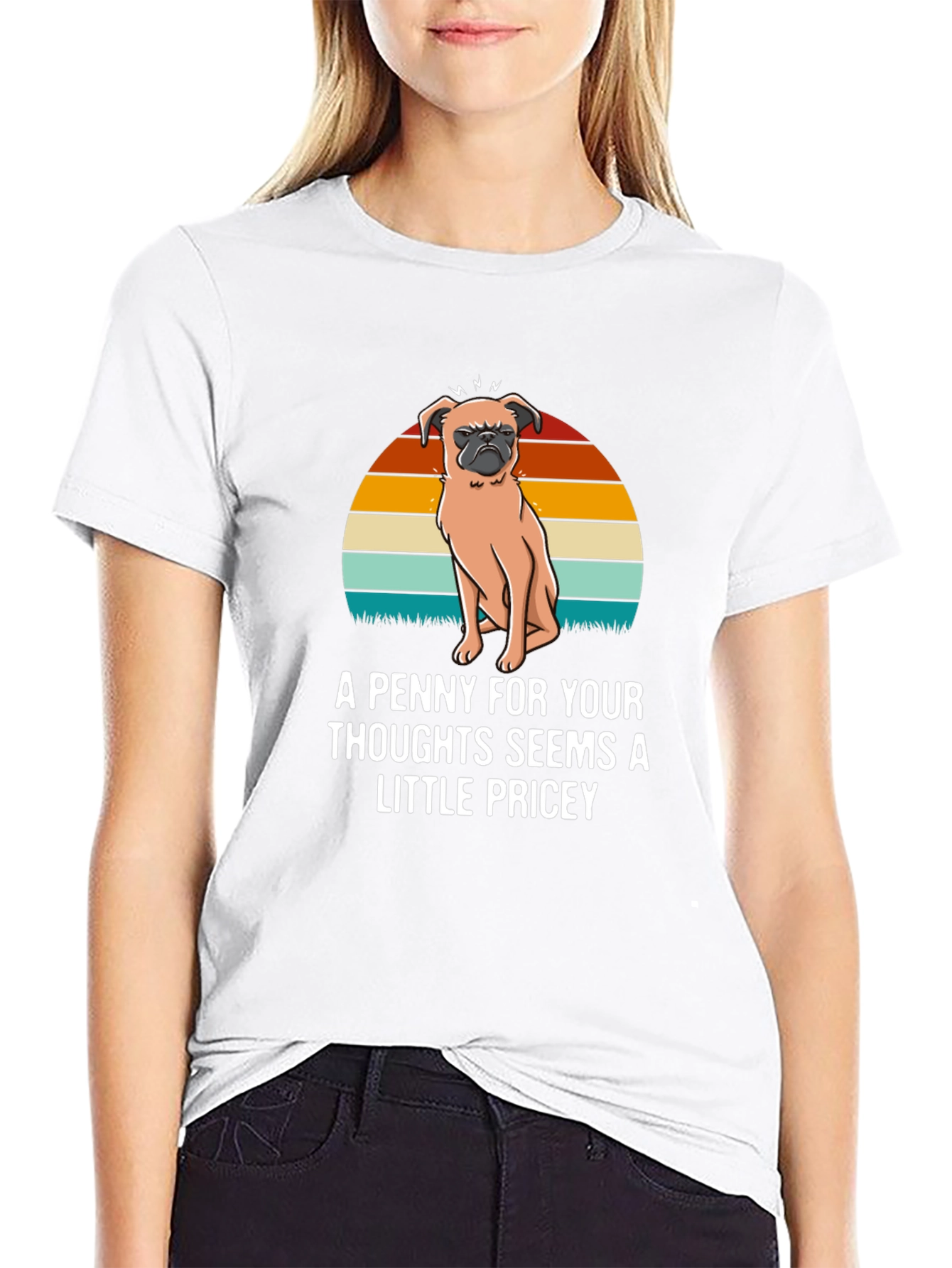 Black Funny Pug T-Shirt: A Penny For Your Thoughts view 9