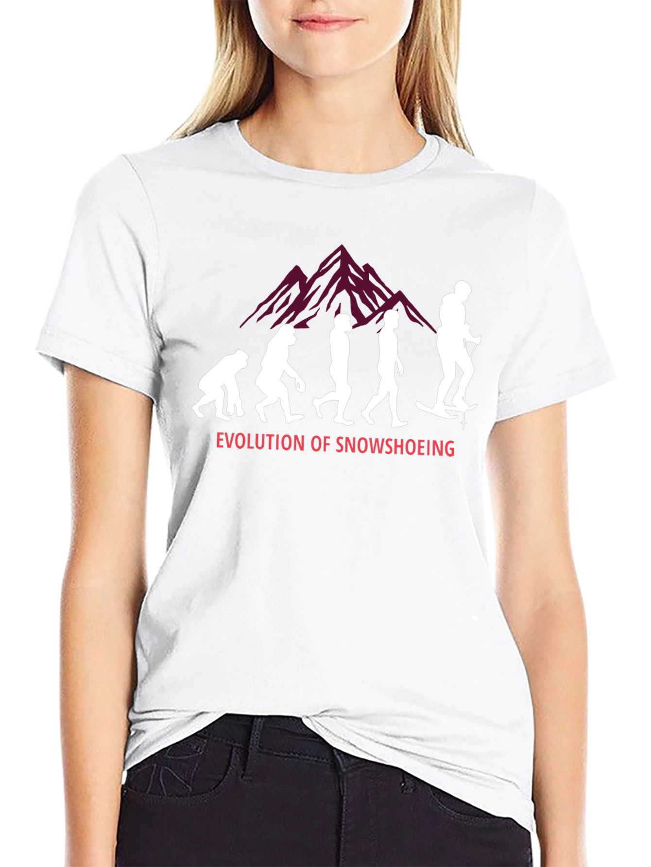 Black Evolution of Snowshoeing Black T-Shirt view 9