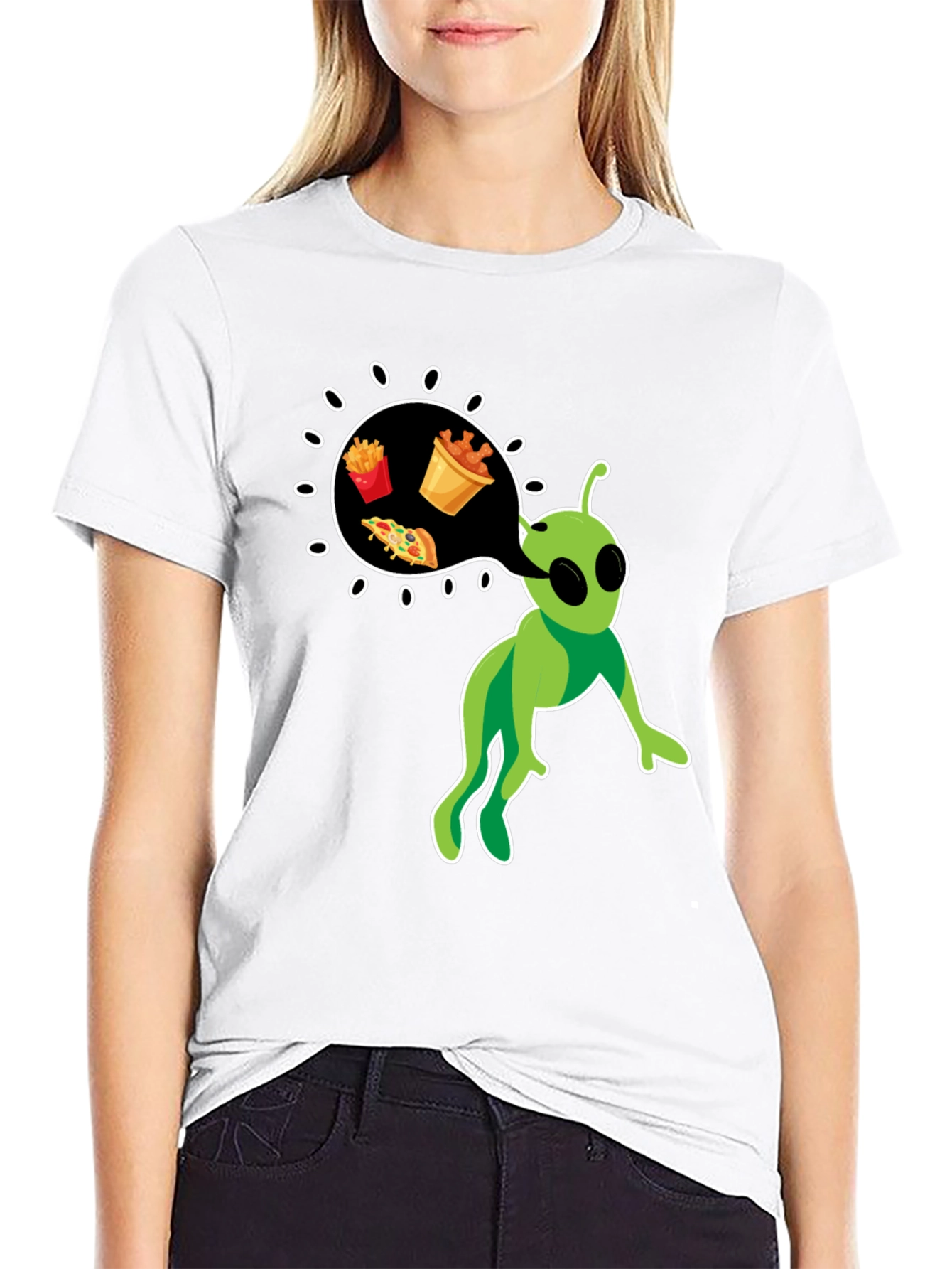 Black Alien Foodie T-Shirt view 9