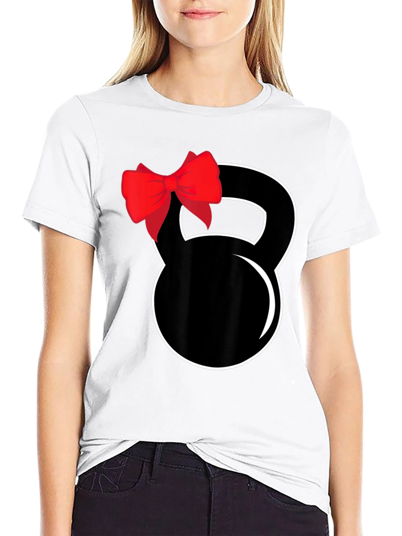 Black Kettlebell Bow Black T-Shirt view 9