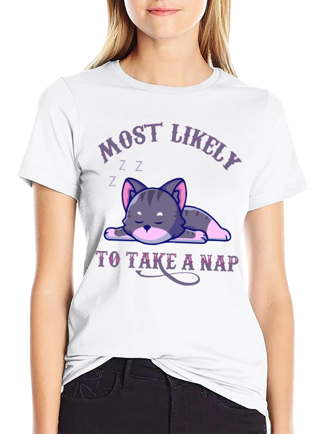 Black Most Likely To Take A Nap Cat T-Shirt view 9