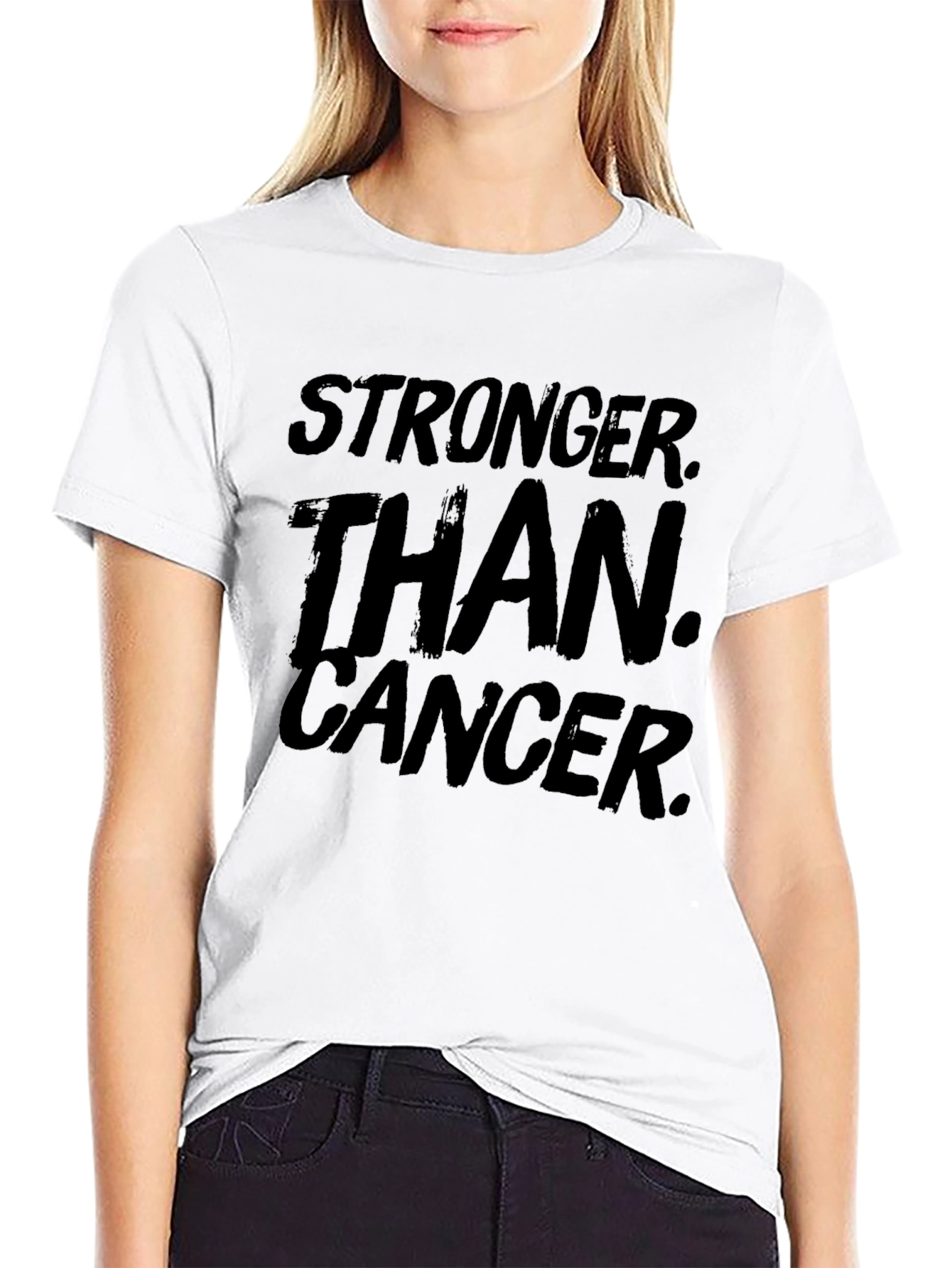 Black Stronger Than Cancer Black Graphic Tee view 9