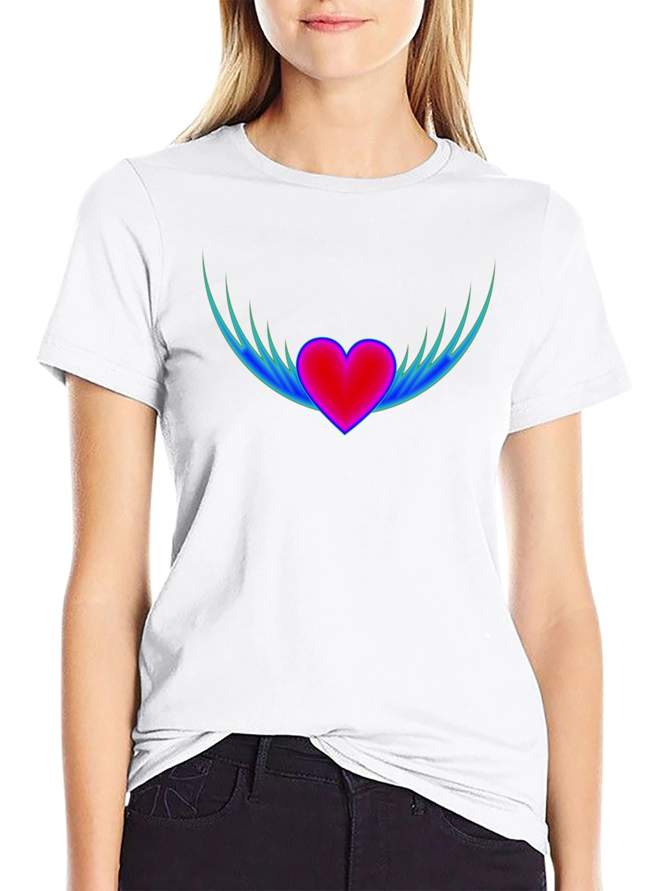Black Heart Wings Graphic T-Shirt - Stylish Black Tee view 9