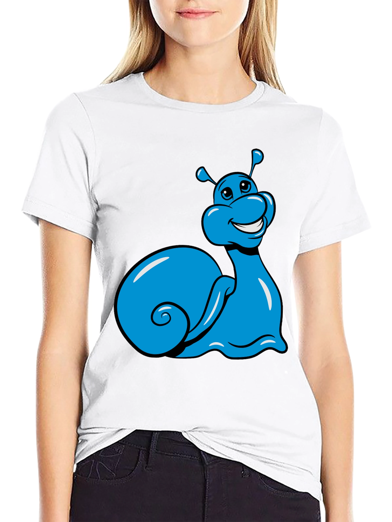 Black Blue Snail Graphic Tee - Black Casual T-Shirt view 9