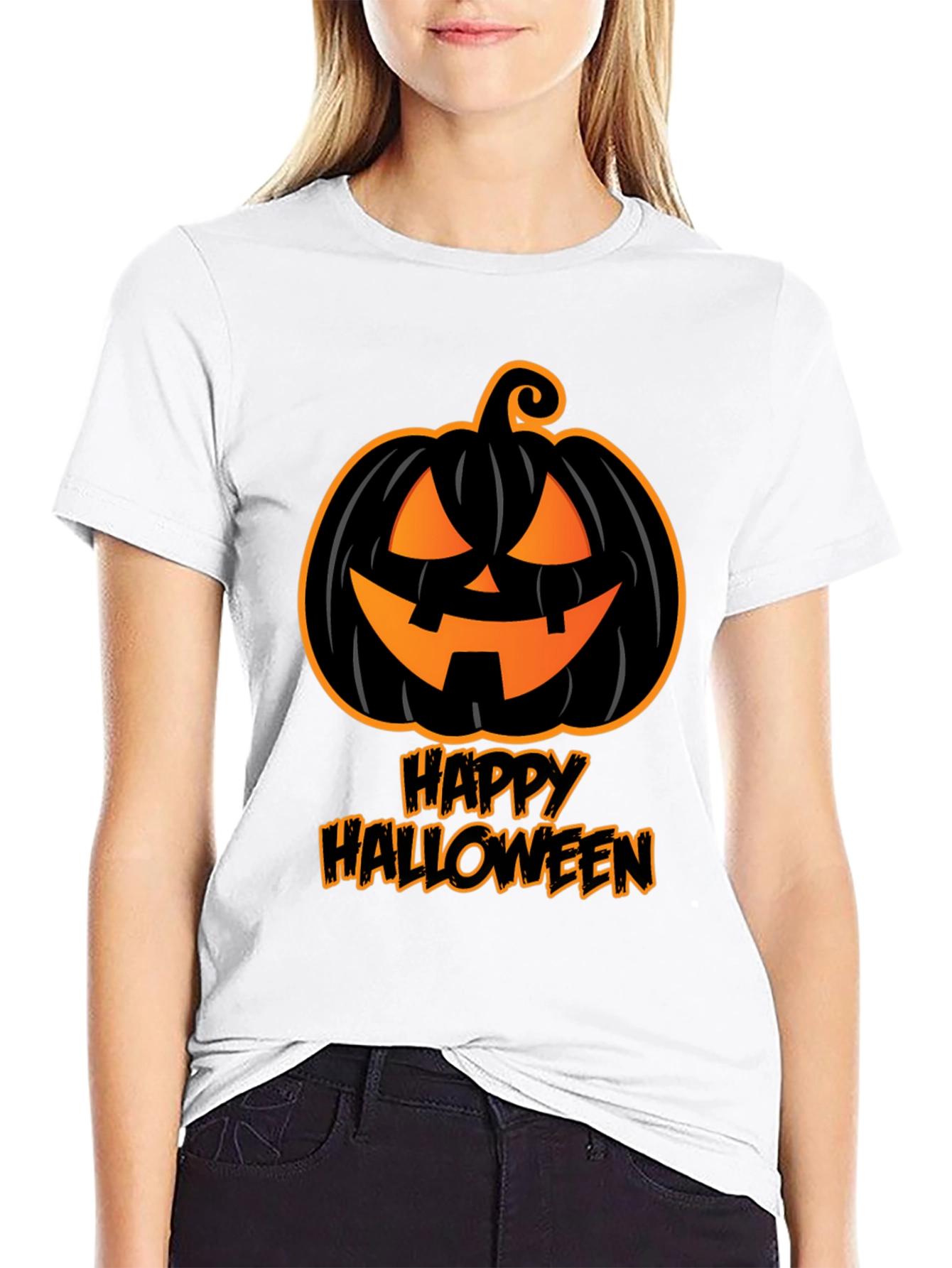 Black Happy Halloween Pumpkin T-Shirt view 9