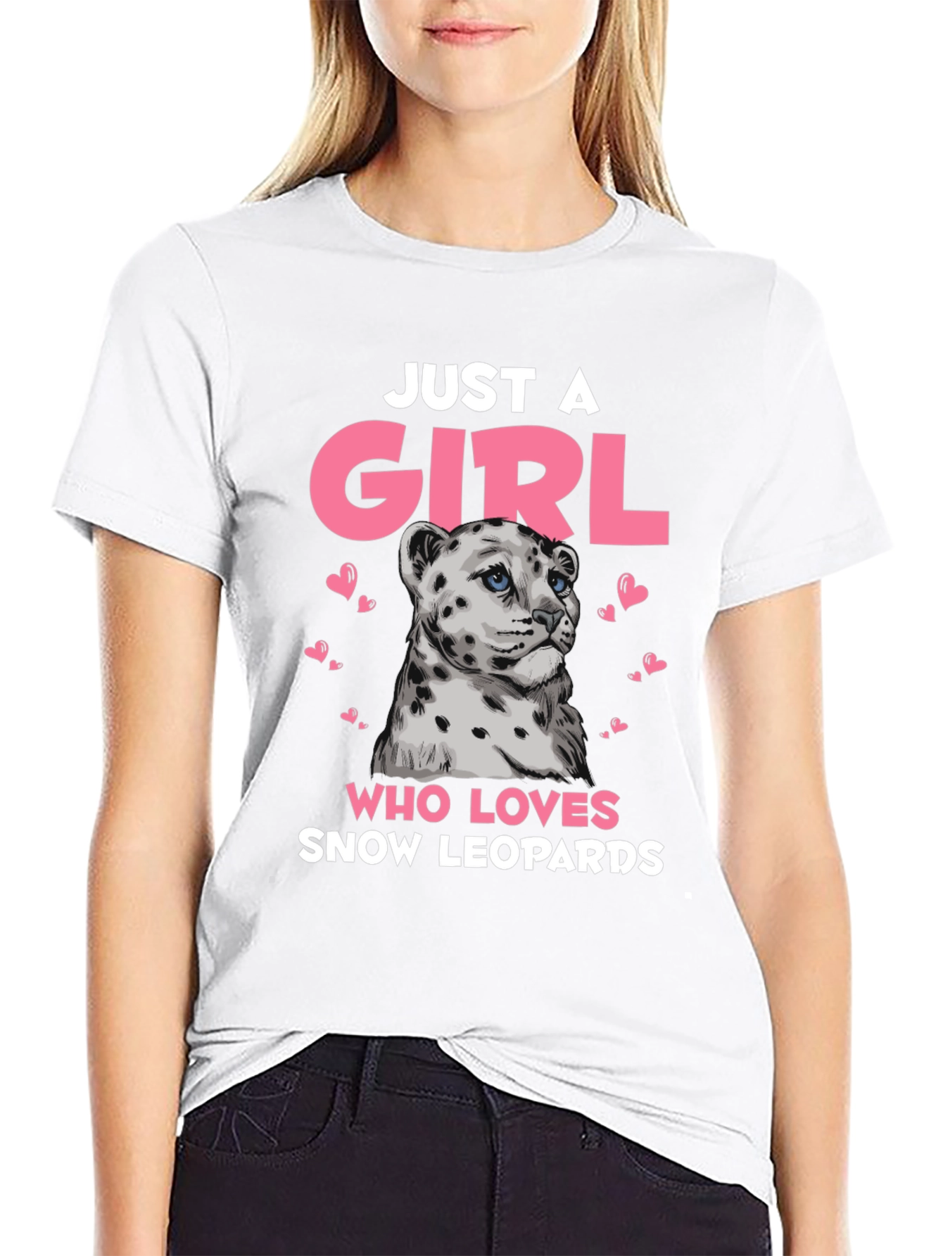 Black Snow Leopard Girl's T-Shirt view 9