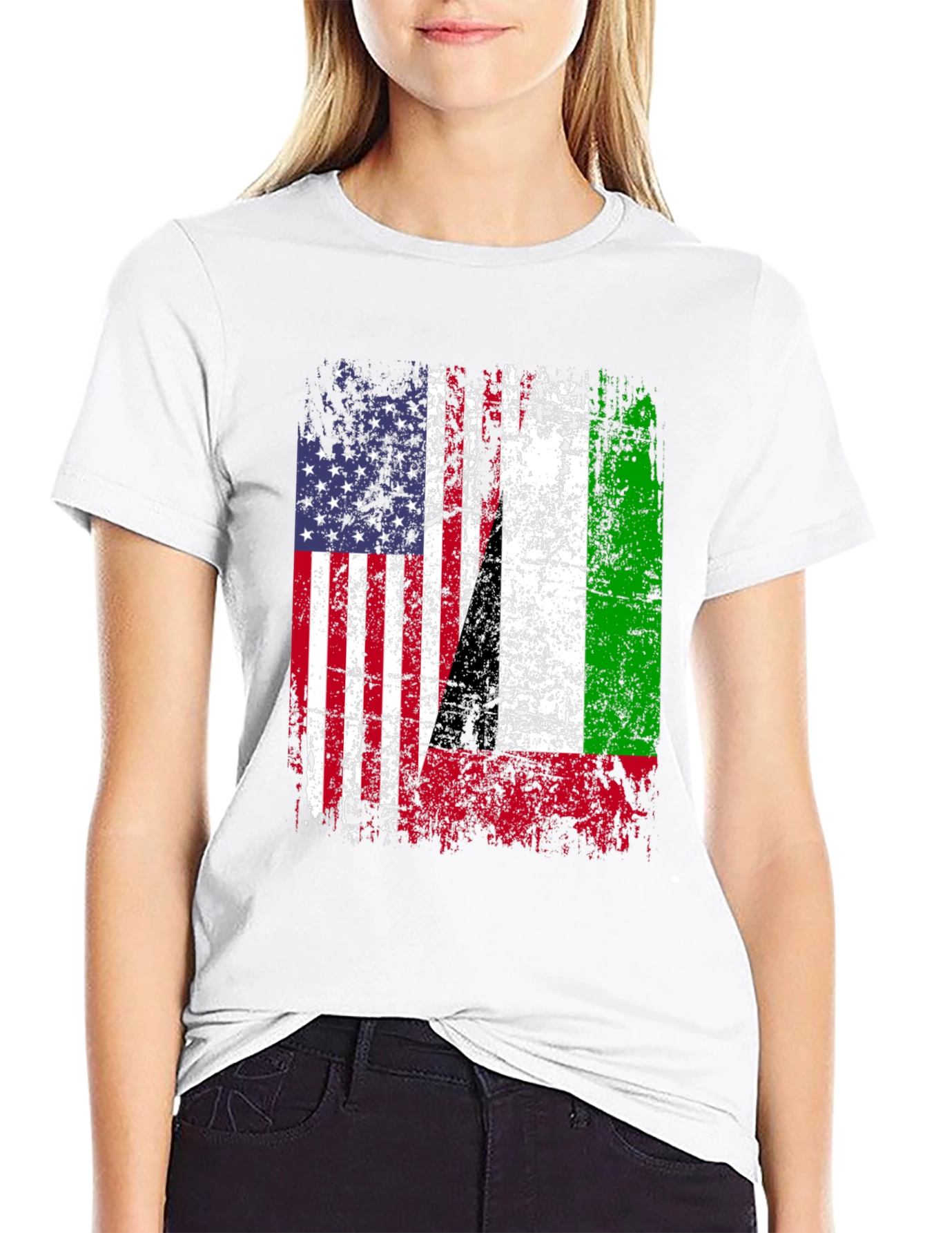USA Italy Heritage Flag Graphic T-Shirt - 9