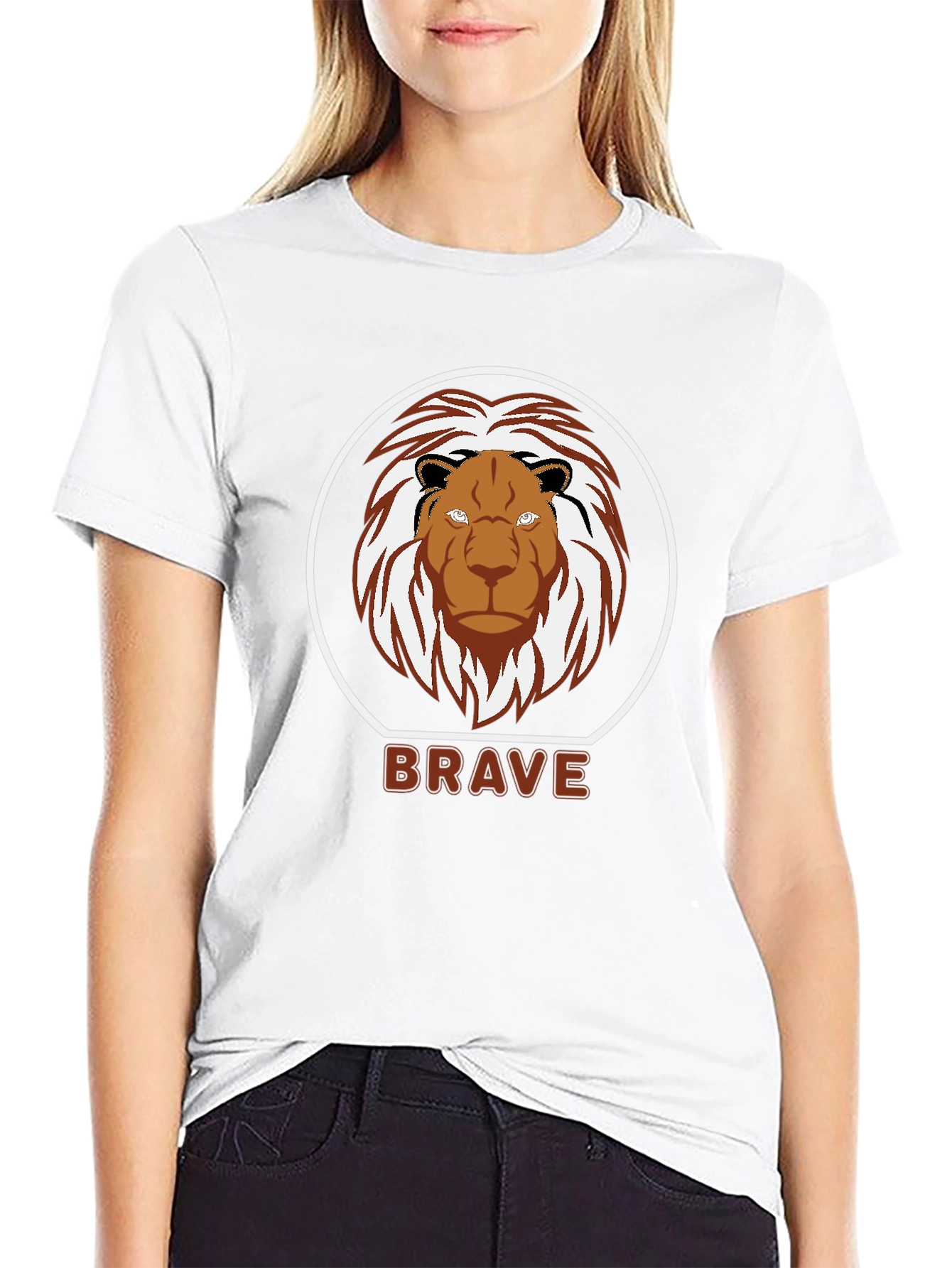 Black Brave Lion Graphic T-Shirt - Black view 9