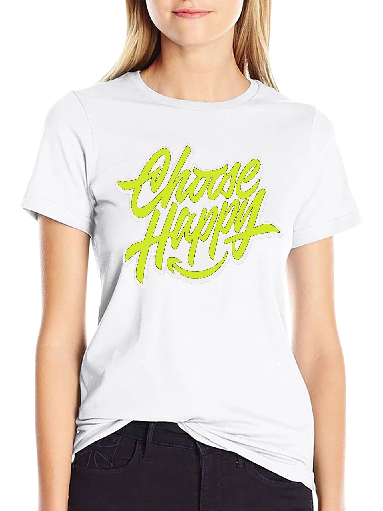 Black Choose Happy Graphic Tee - Stylish Positive Vibes Shirt view 9