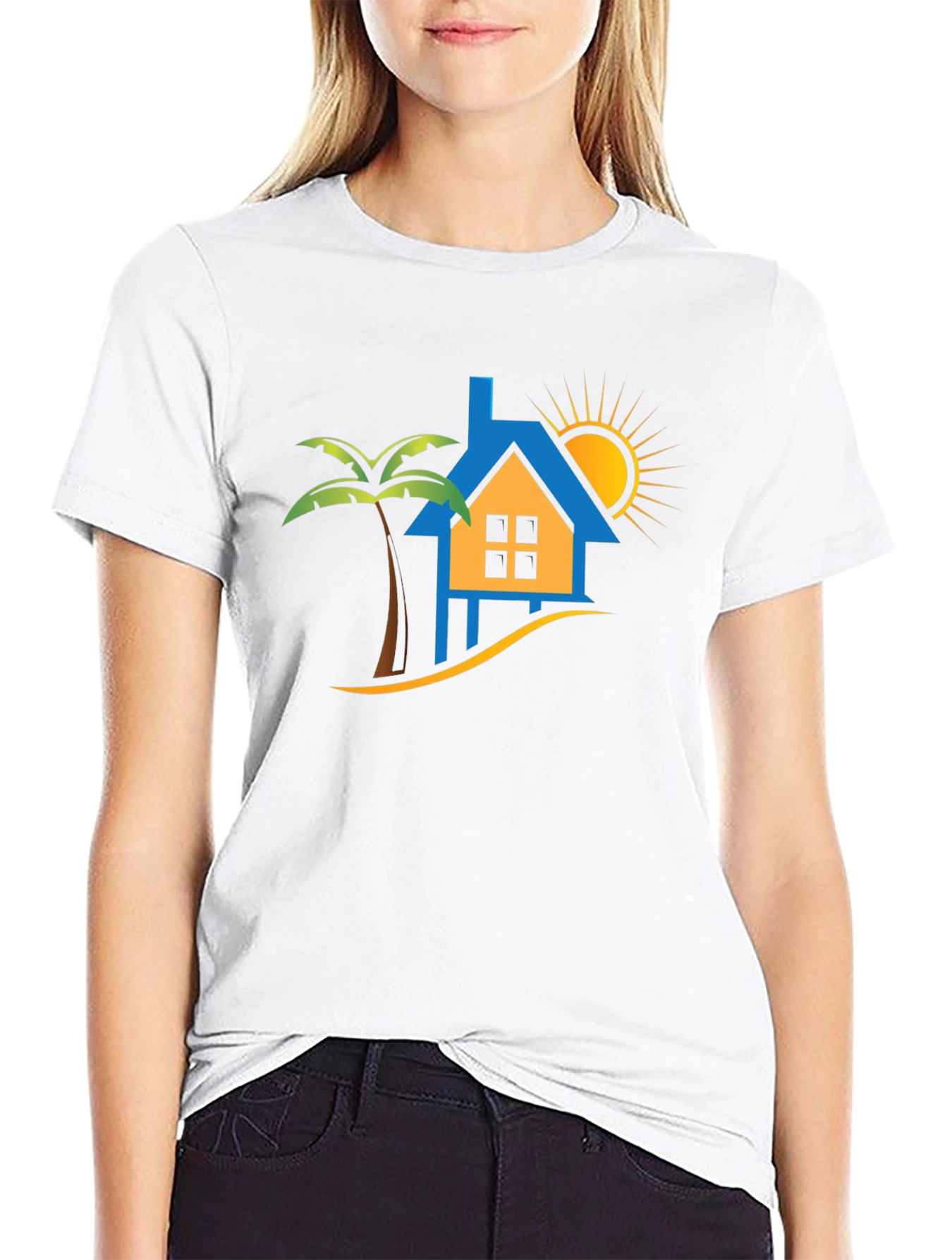 Black Tropical Beach House T-Shirt view 9