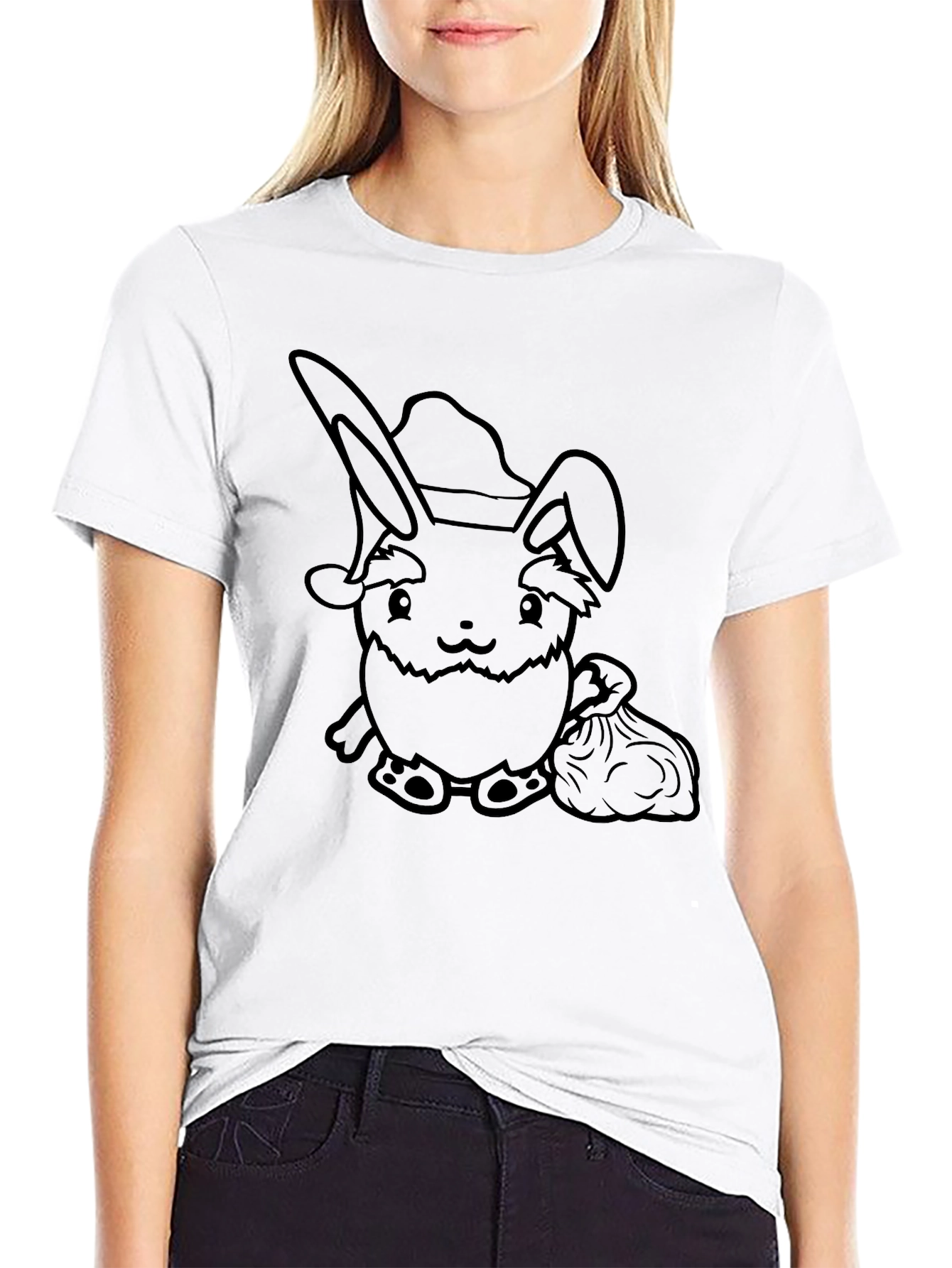 Black Holiday Rabbit T-Shirt - Festive Bunny Design view 9