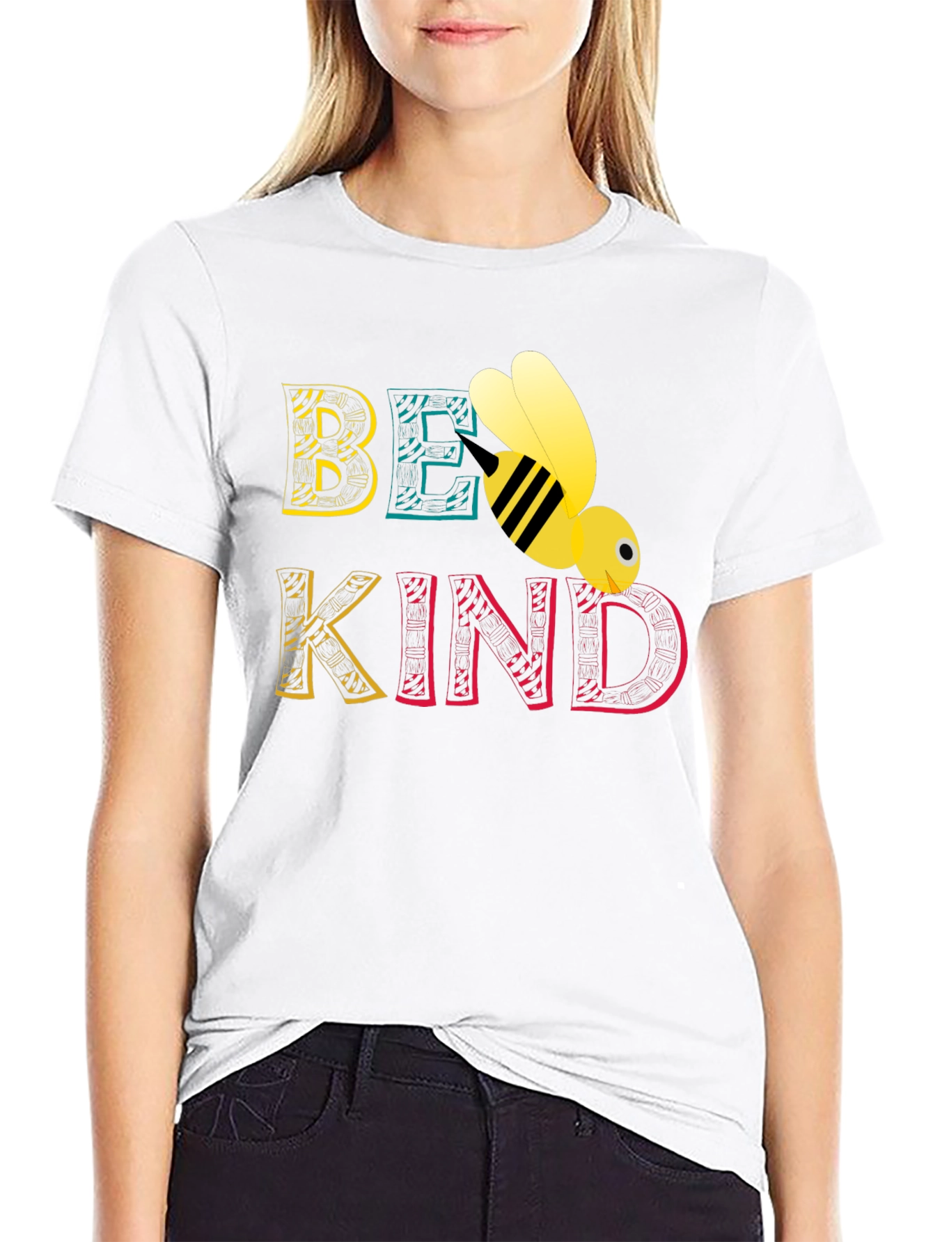 Black Be Kind Bee Graphic Tee - Black Unisex T-Shirt view 9