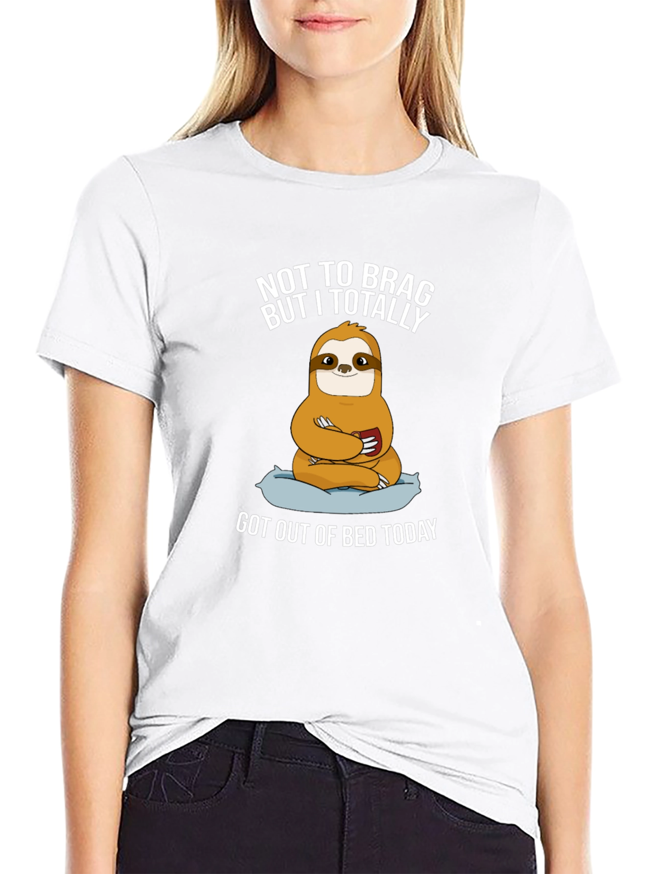Black Funny Sloth Graphic T-Shirt - Not To Brag view 9