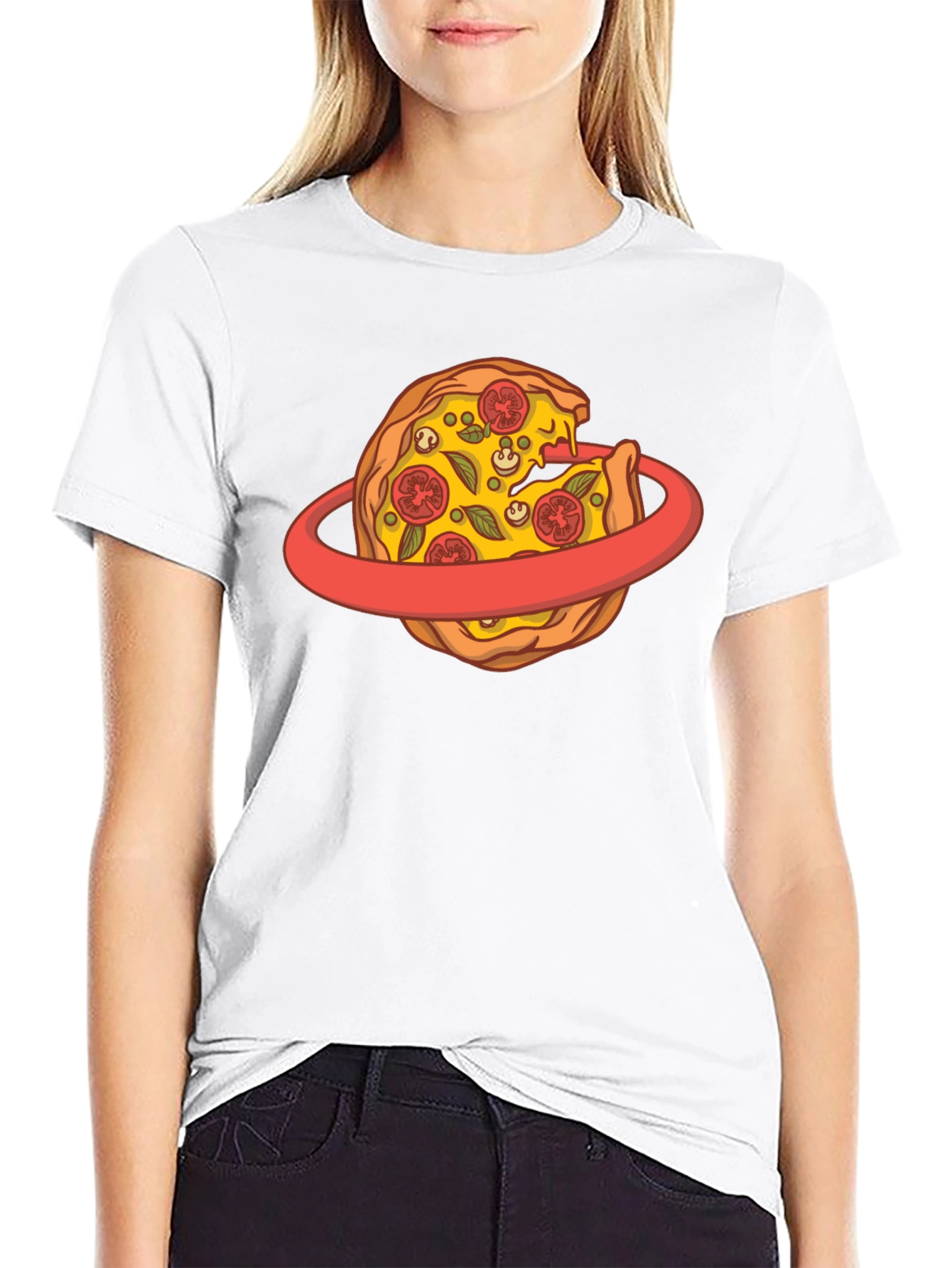 Black Pizza Planet T-Shirt - Black Cotton Graphic Tee view 9