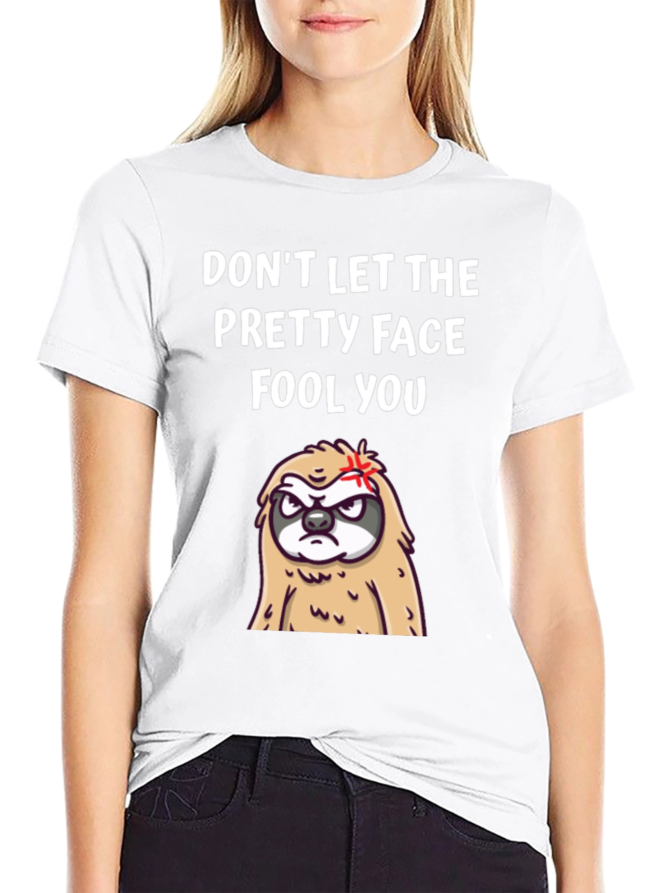 Black Funny Sloth T-Shirt - Don't Let The Pretty Face Fool You! view 9