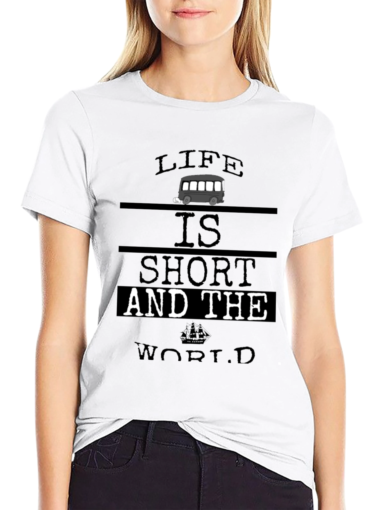 Black Life Is Short T-Shirt - Travel & Adventure view 9