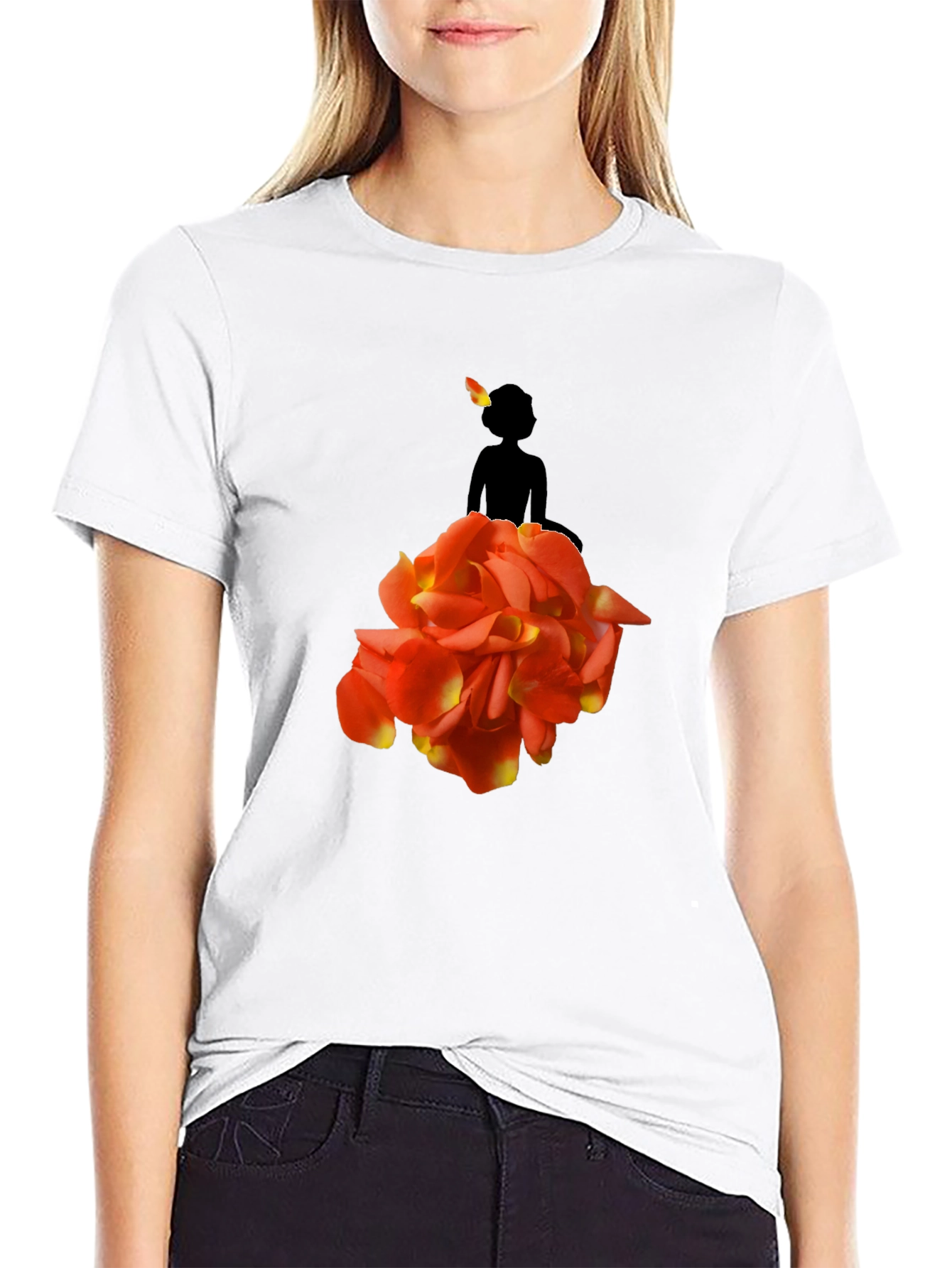 Black Floral Dancer Graphic Tee - Unique Artistic Design view 9