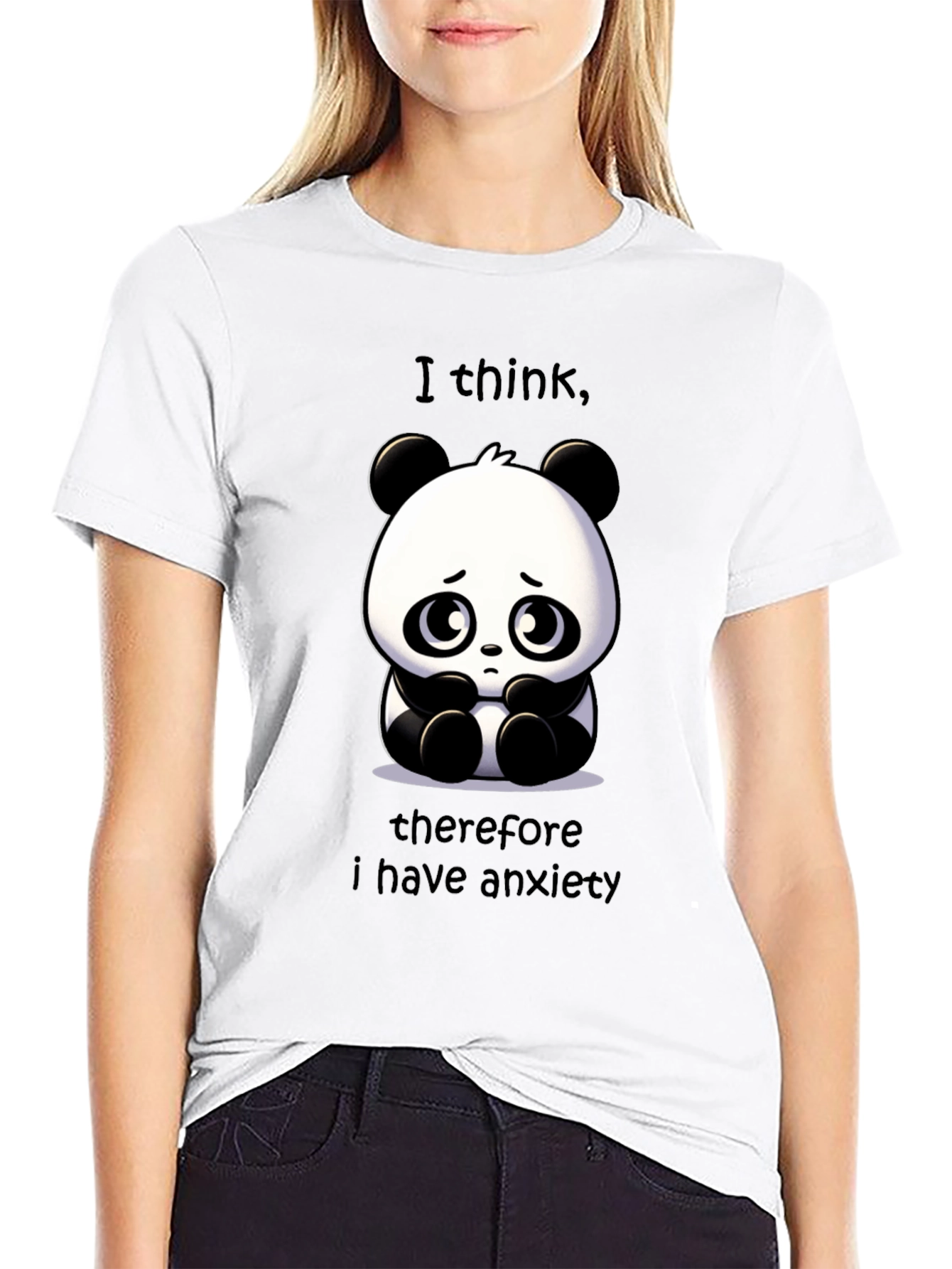 Black Anxiety Panda Graphic T-Shirt - Funny & Relatable! view 9