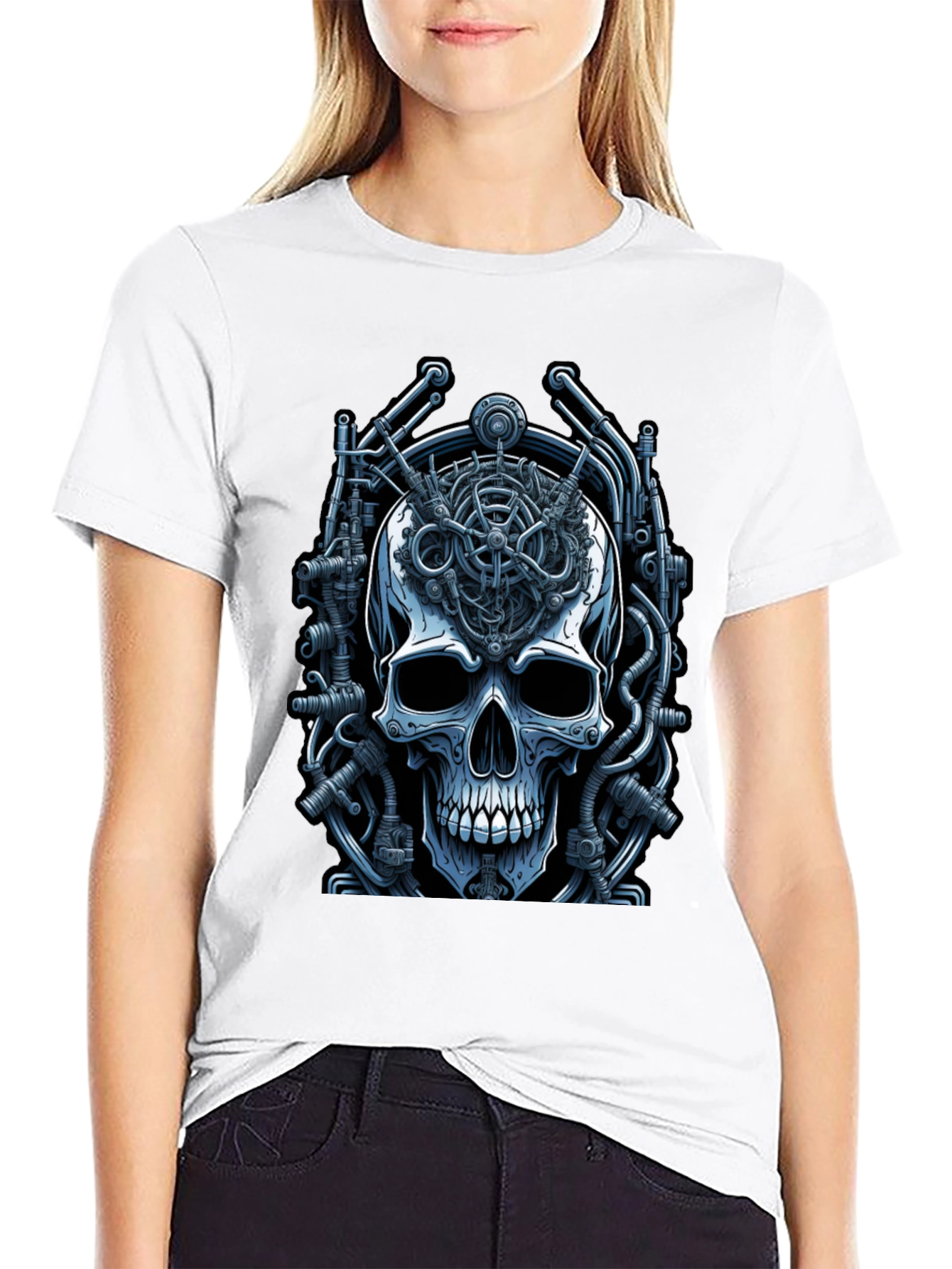 Black Steampunk Skull T-Shirt - Mechanical Mind view 9
