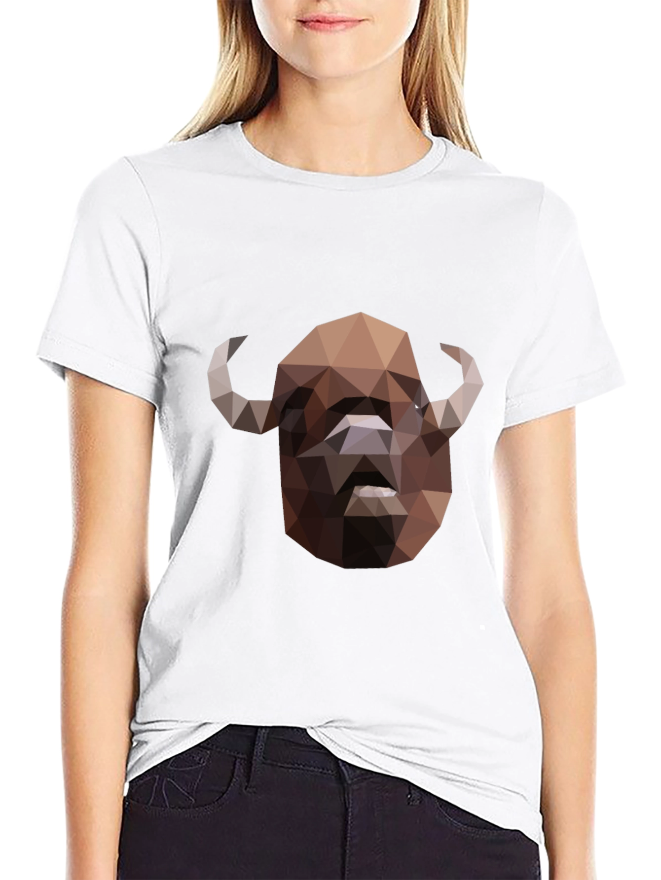 Black Geometric Buffalo Graphic T-Shirt - Black view 9