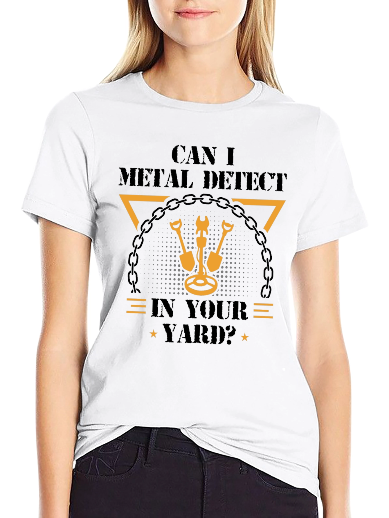 Black Metal Detecting T-Shirt: Can I Detect In Your Yard? view 9