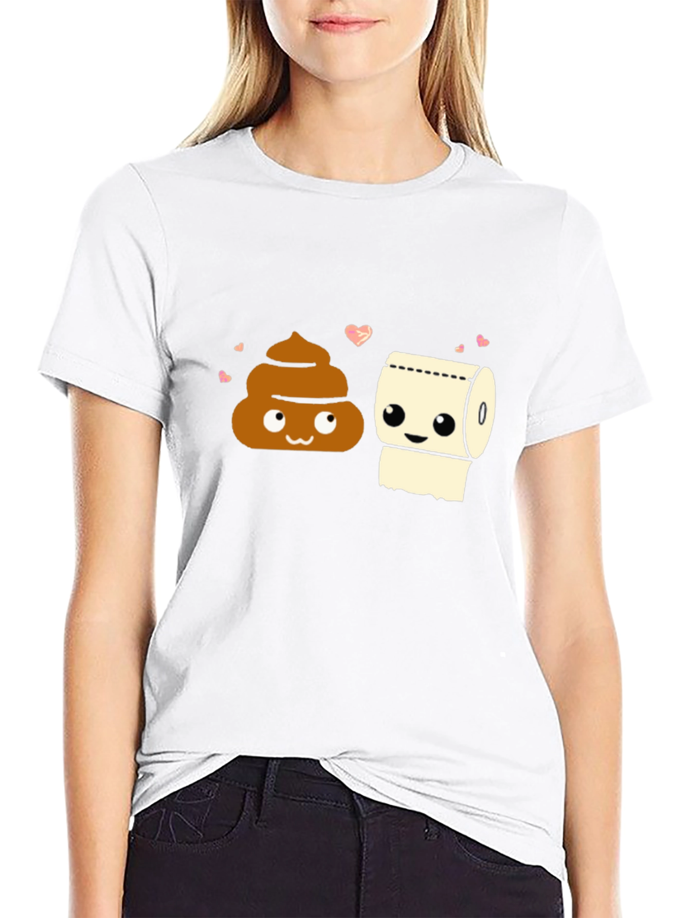Black Funny Poop & Toilet Paper Matching Couple T-Shirt view 9