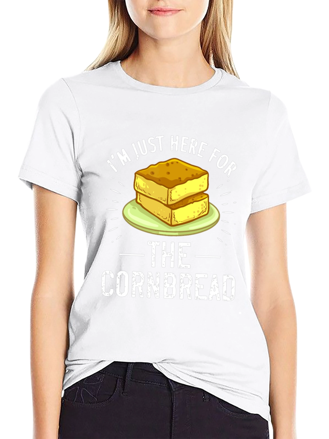 Black I'm Just Here For The Cornbread Funny Foodie T-Shirt view 9