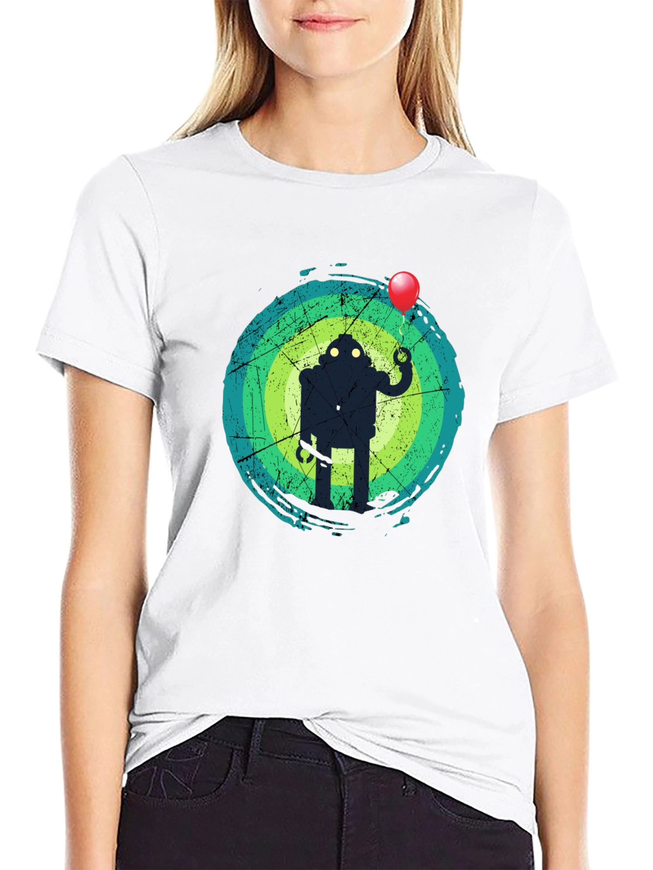 Black Robot Balloon Graphic Tee - Trendy Men's T-Shirt view 9
