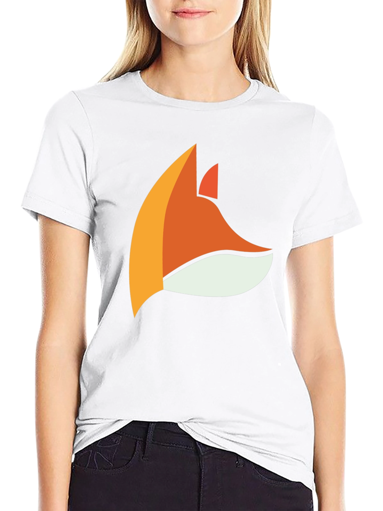 Black Cool Fox Head Graphic Black T-Shirt view 9