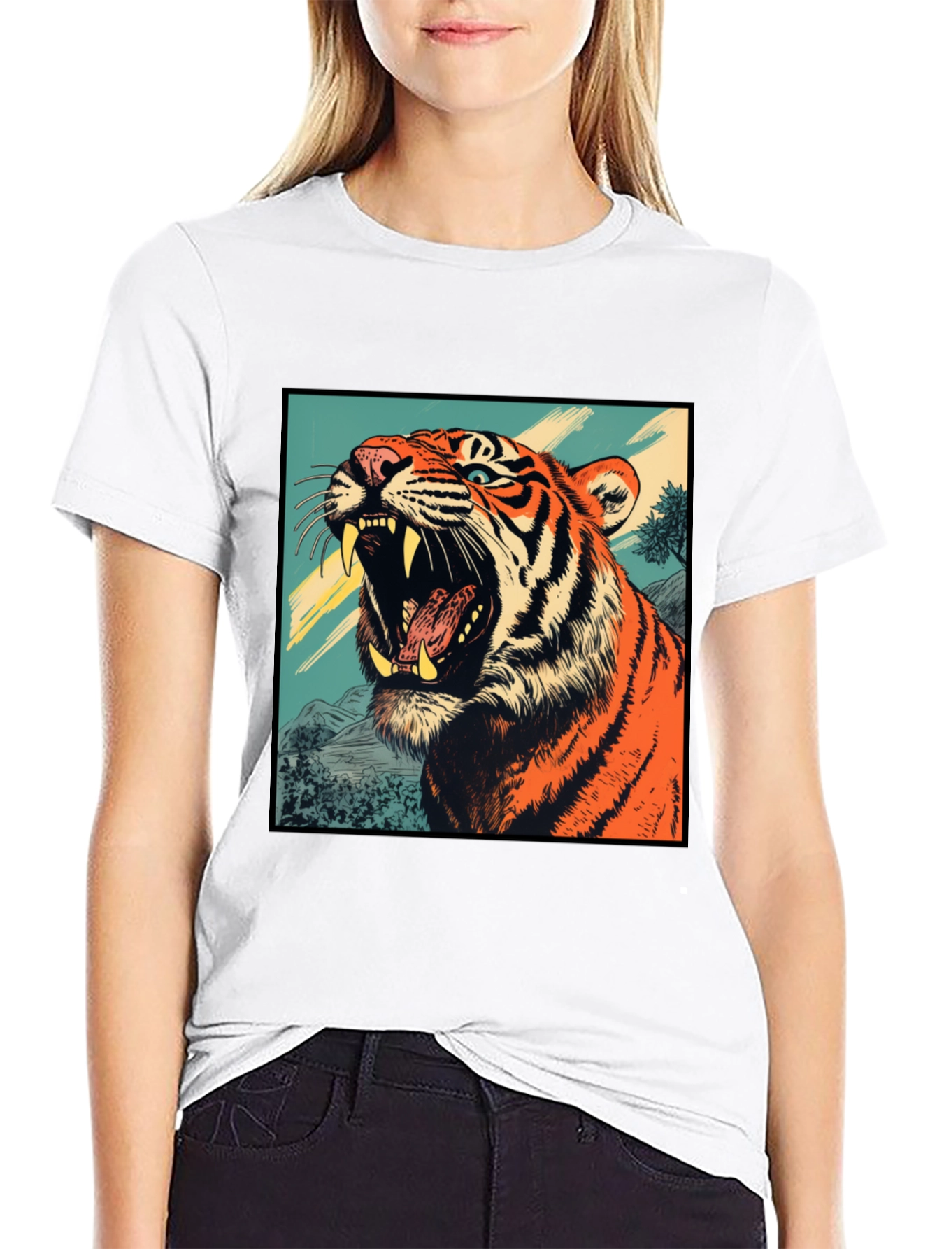 Black Tiger Graphic Tee - Bold Animal Print Shirt view 9