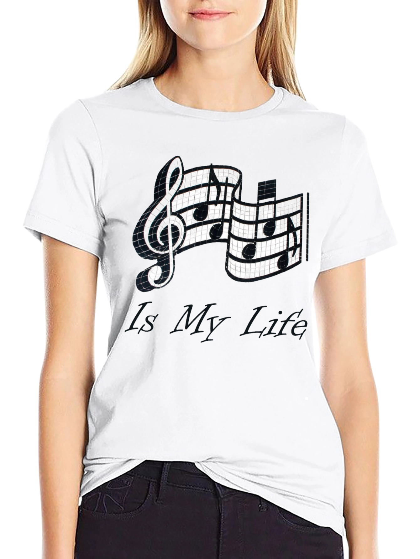 Black Musical Note Graphic Tee - Stylish Black T-Shirt view 9