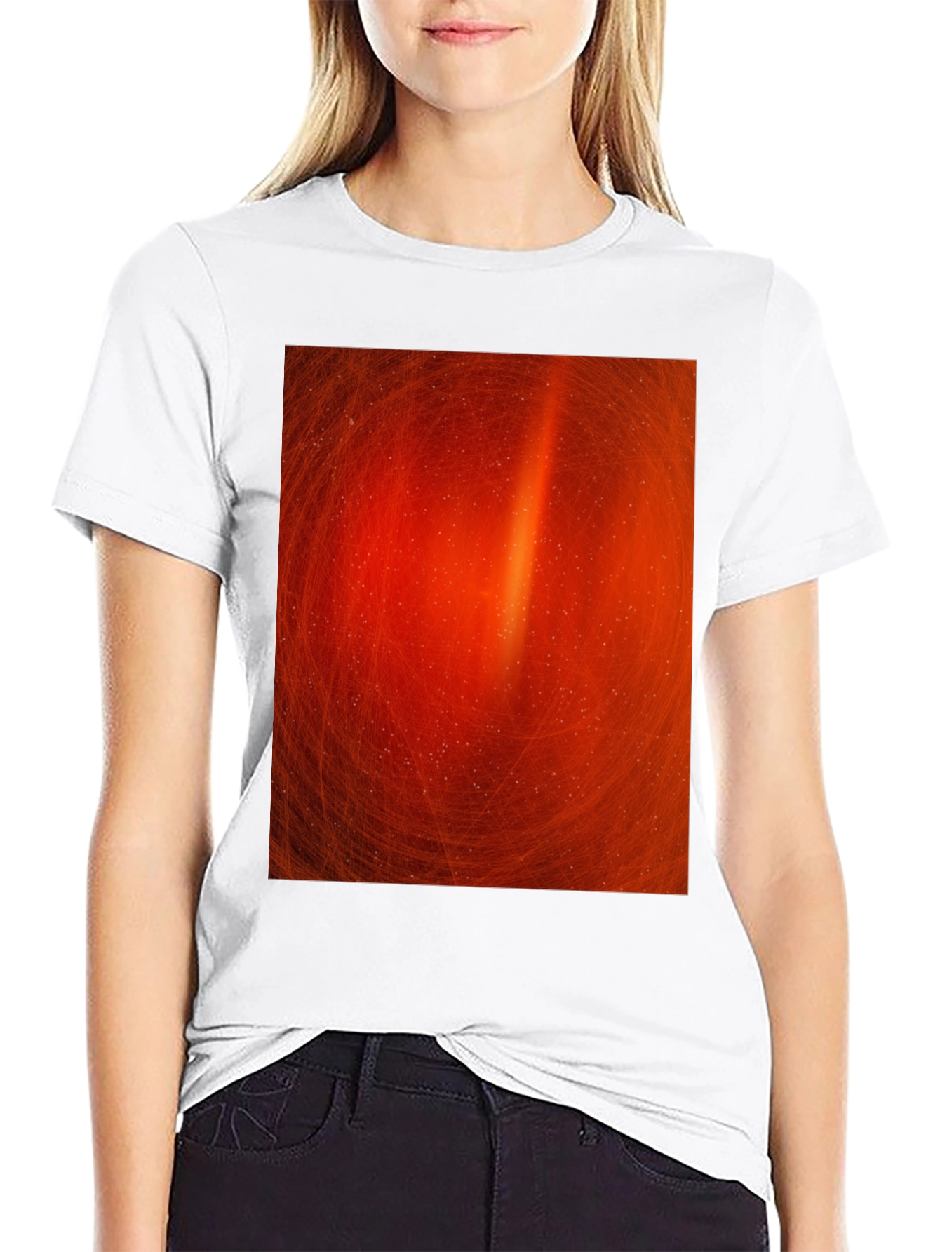 Black Fiery Swirl Black T-Shirt - Modern Art Design view 9