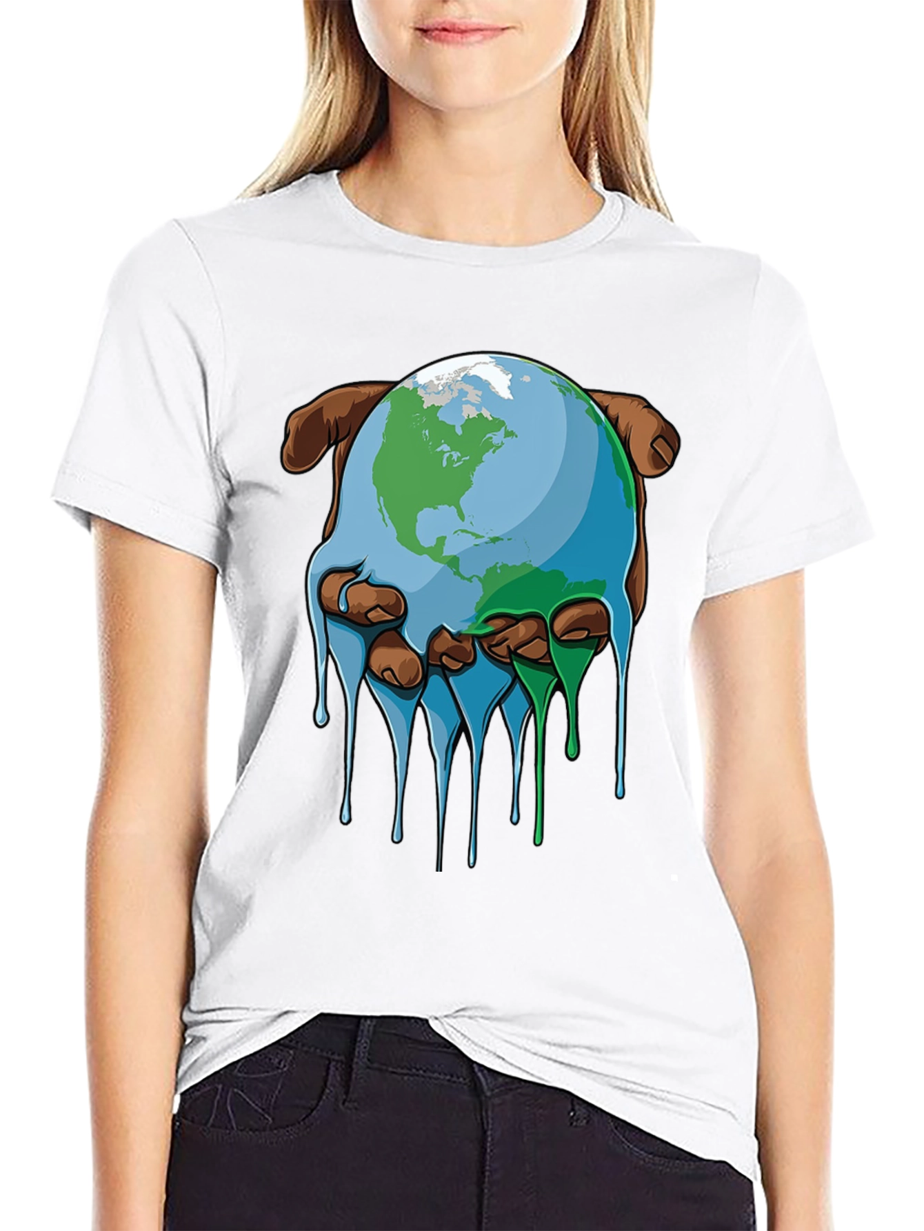 Black Melting Earth Graphic Tee - Save the Planet view 9