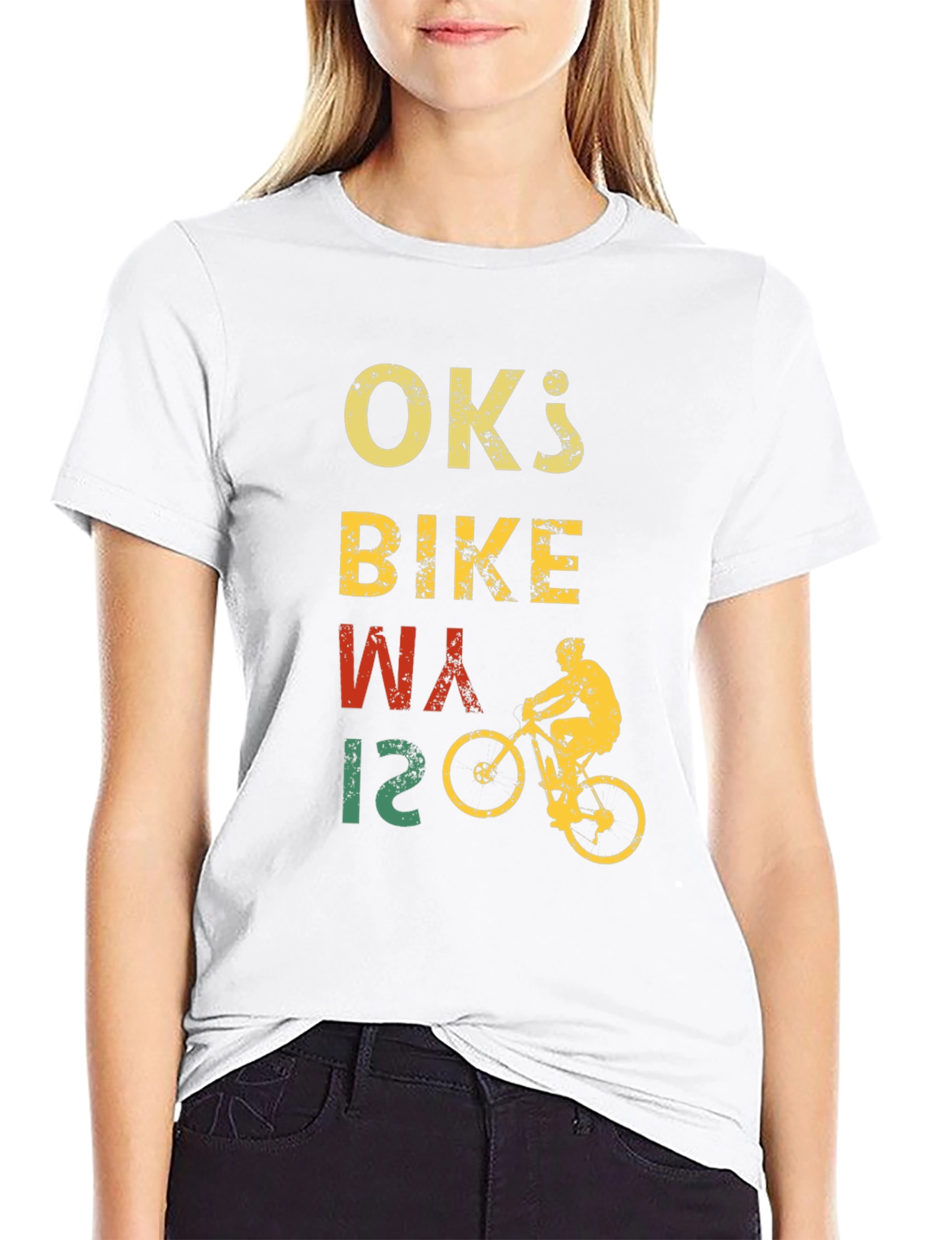 Black Vintage OK's Bike Way T-Shirt - Cyclist Design view 9